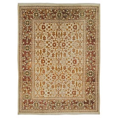 Antiker CIRCA 1900 brauner indischer Agra Teppich, 9' x 12'2