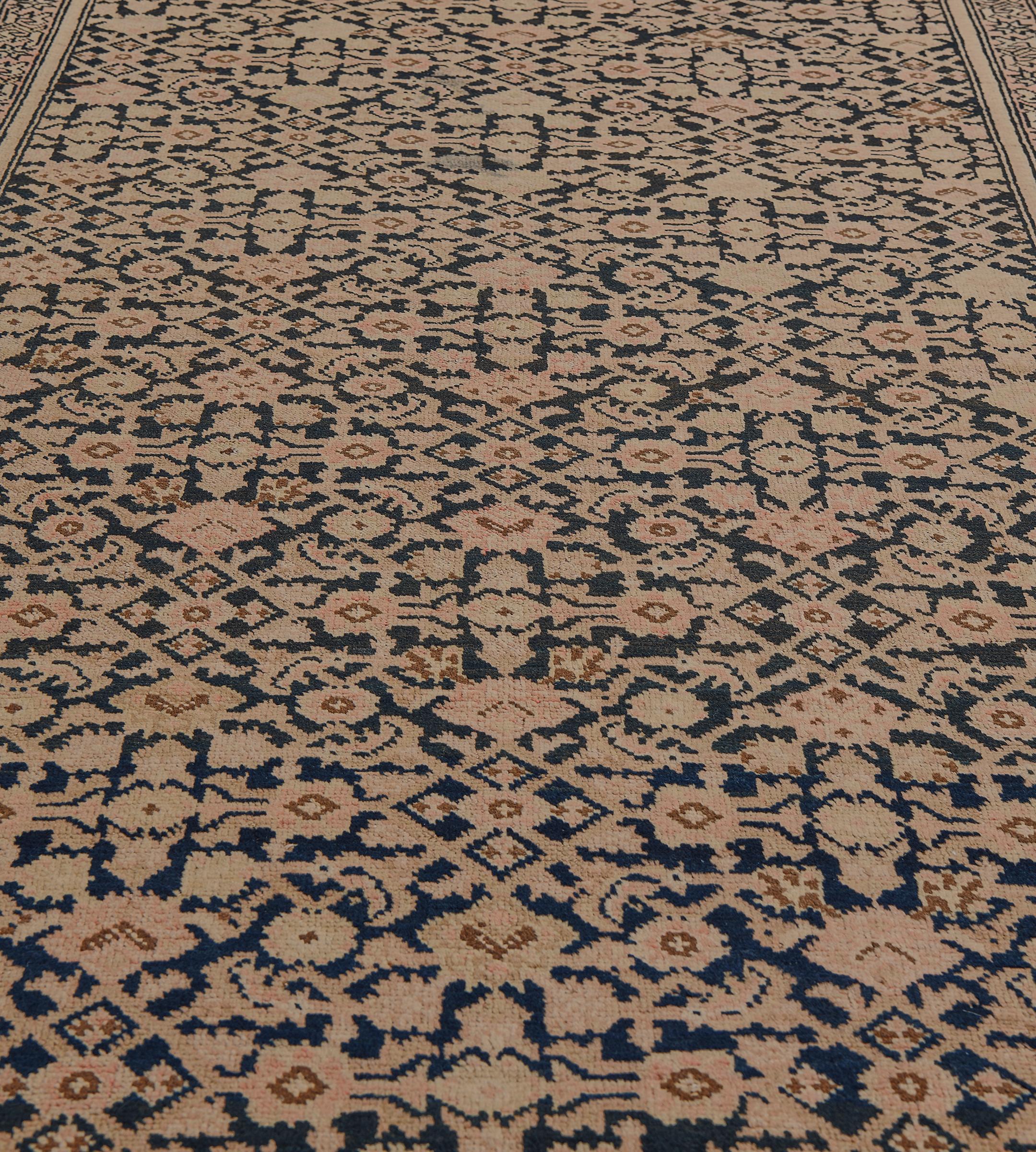 Antique Circa-1900 Buff-Brown Herati-Pattern Karabagh Runner In Good Condition For Sale In West Hollywood, CA