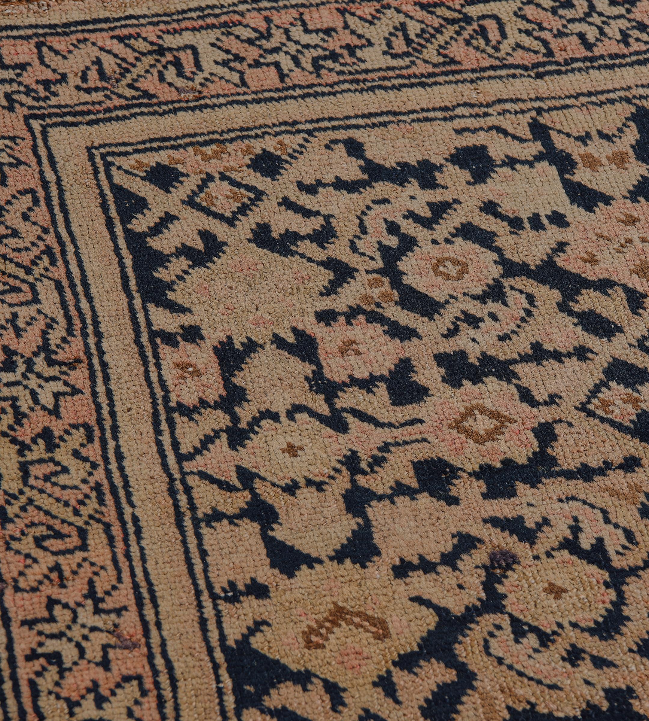20th Century Antique Circa-1900 Buff-Brown Herati-Pattern Karabagh Runner For Sale