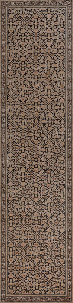 Antique Circa-1900 Buff-Brown Herati-Pattern Karabagh Runner