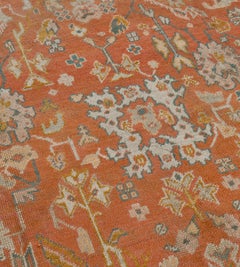 Antique Circa-1900 Burnt-Orange Authentic Wool Anatolian Oushak Rug