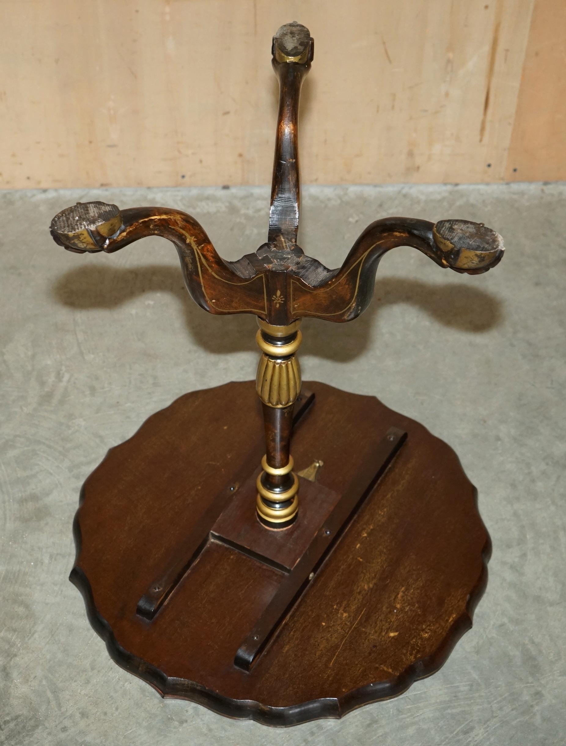 ANTiQUE CIRCA 1900 CHINESE CHINOISERIE TILT TOP SIDE END TABLE CLAW & BALL FEET For Sale 11