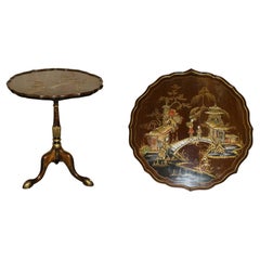 Antiquities CIRCA 1900 CHINOISERIE TILT TOP SIDE END TABLE CLAW & BALL FEET