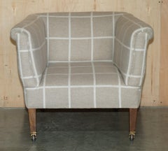 POLTRONA CLUB ANTICA CIRCA 1900 PORCELLANATA E TARTAN SCOTTESE