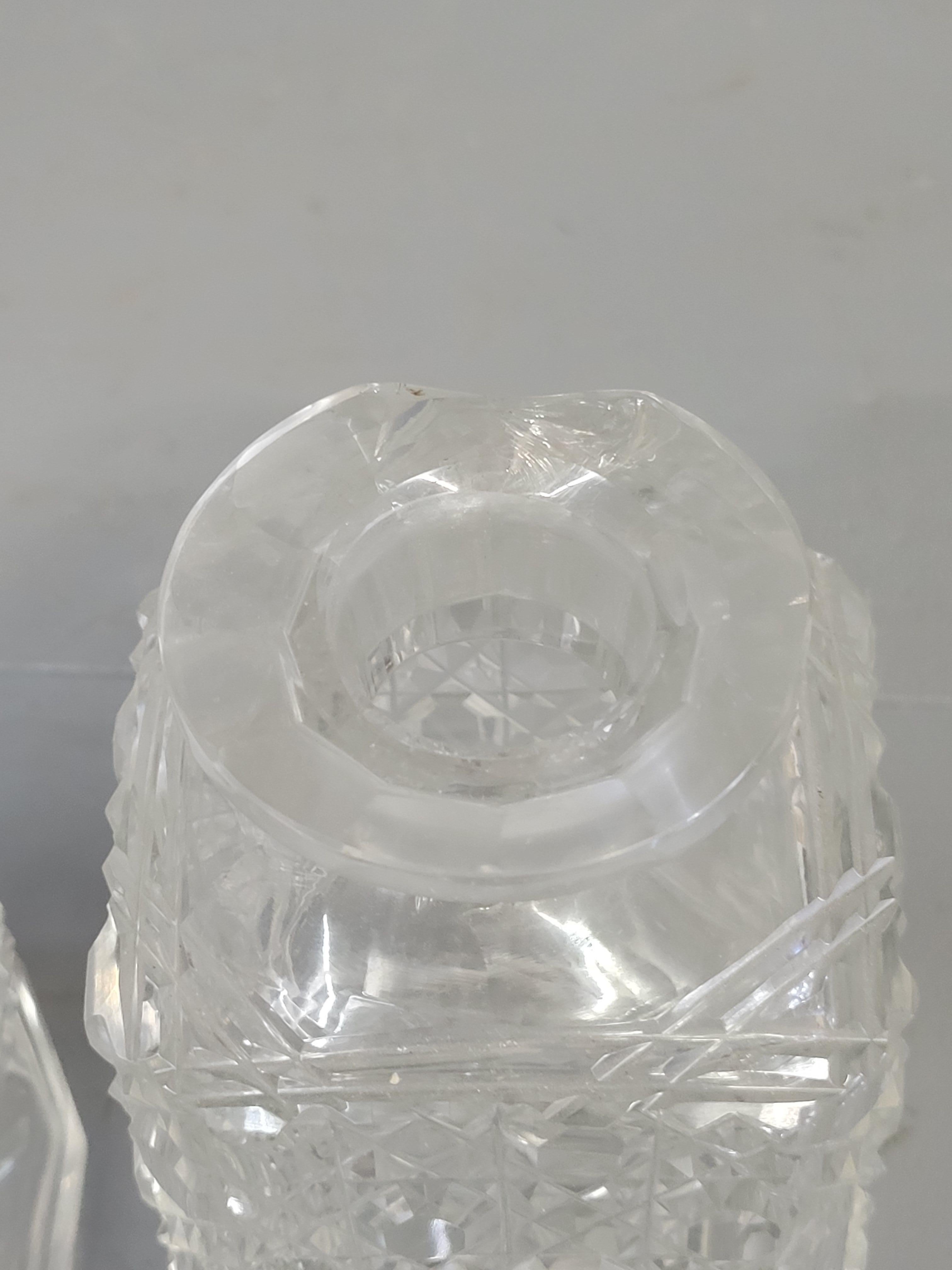 Antique Circa 1900 English Two Bottle Cut Crystal and Oak Tantalus 6