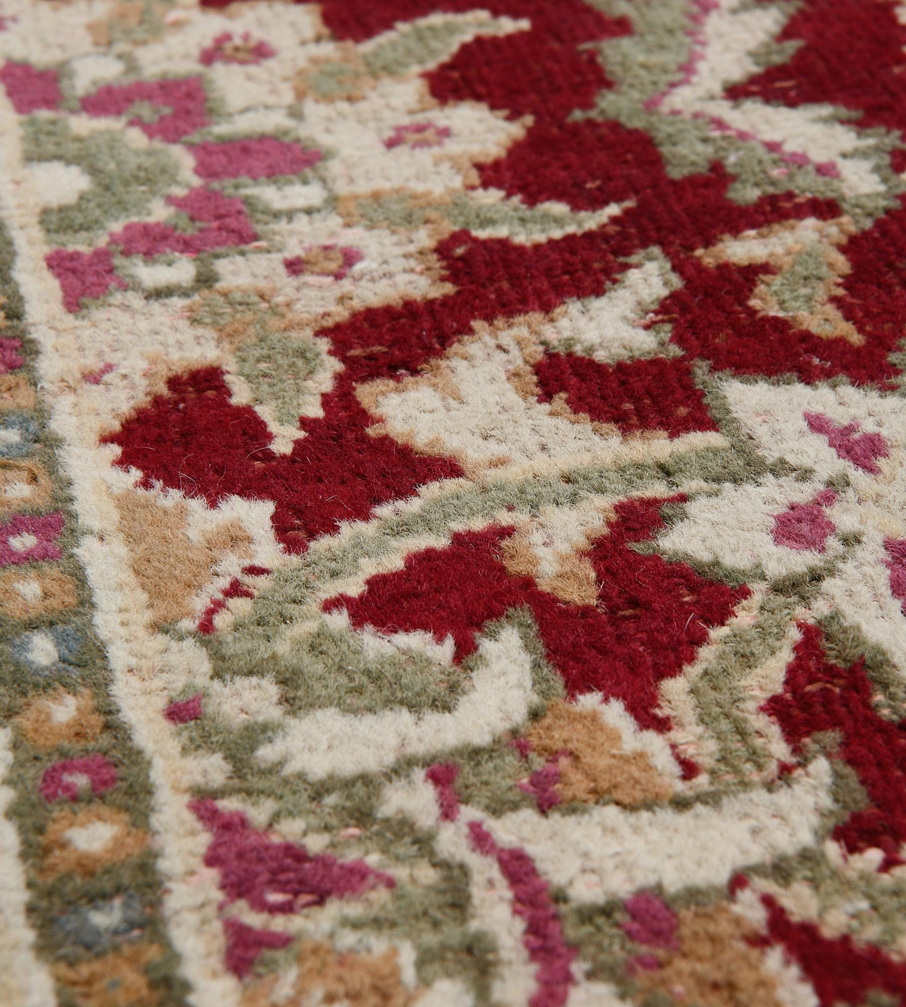 Hand-Knotted Antique Circa-1900 Floral Indian Agra Runner For Sale