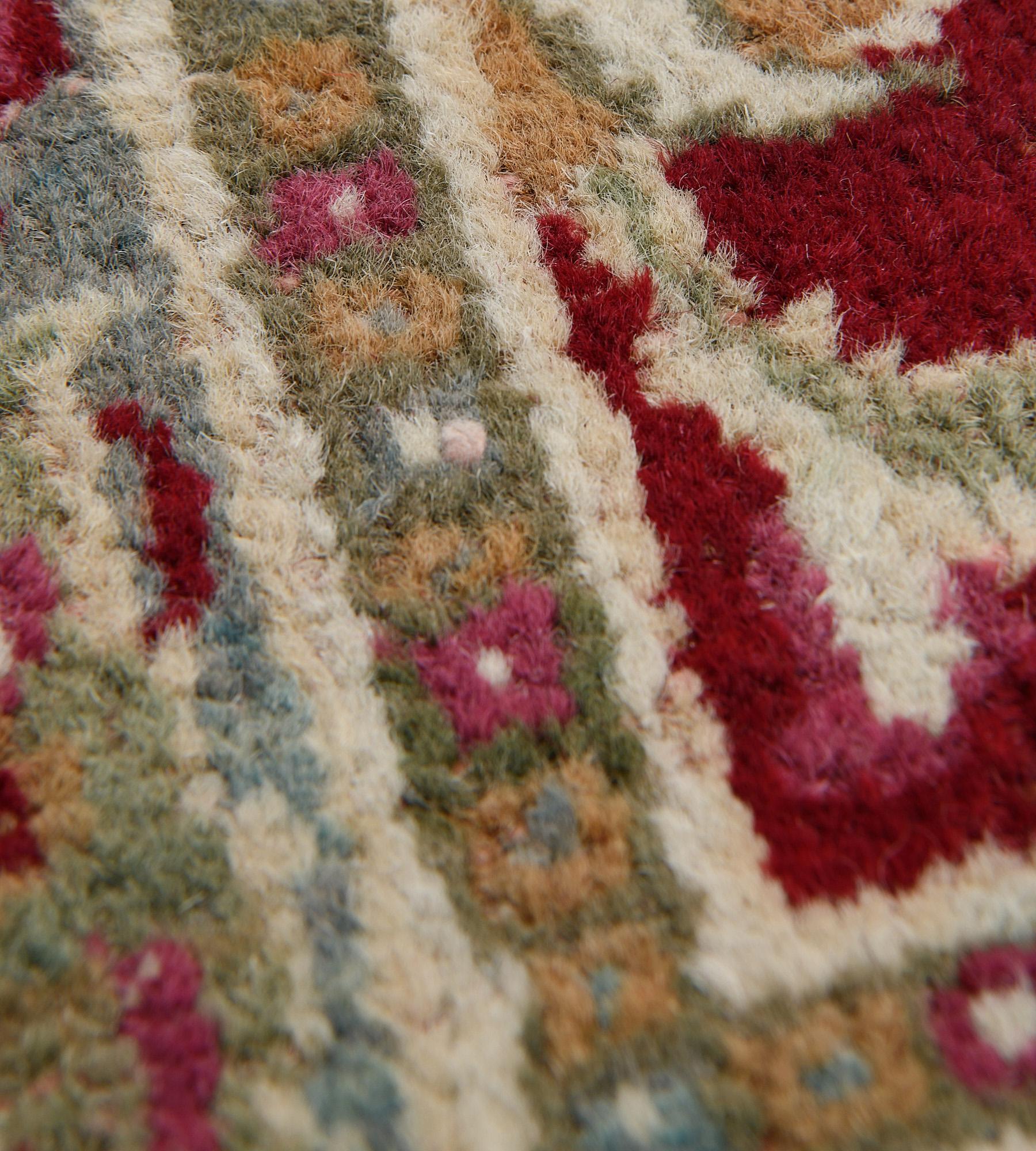 Antique Circa-1900 Floral Indian Agra Runner In Good Condition For Sale In West Hollywood, CA