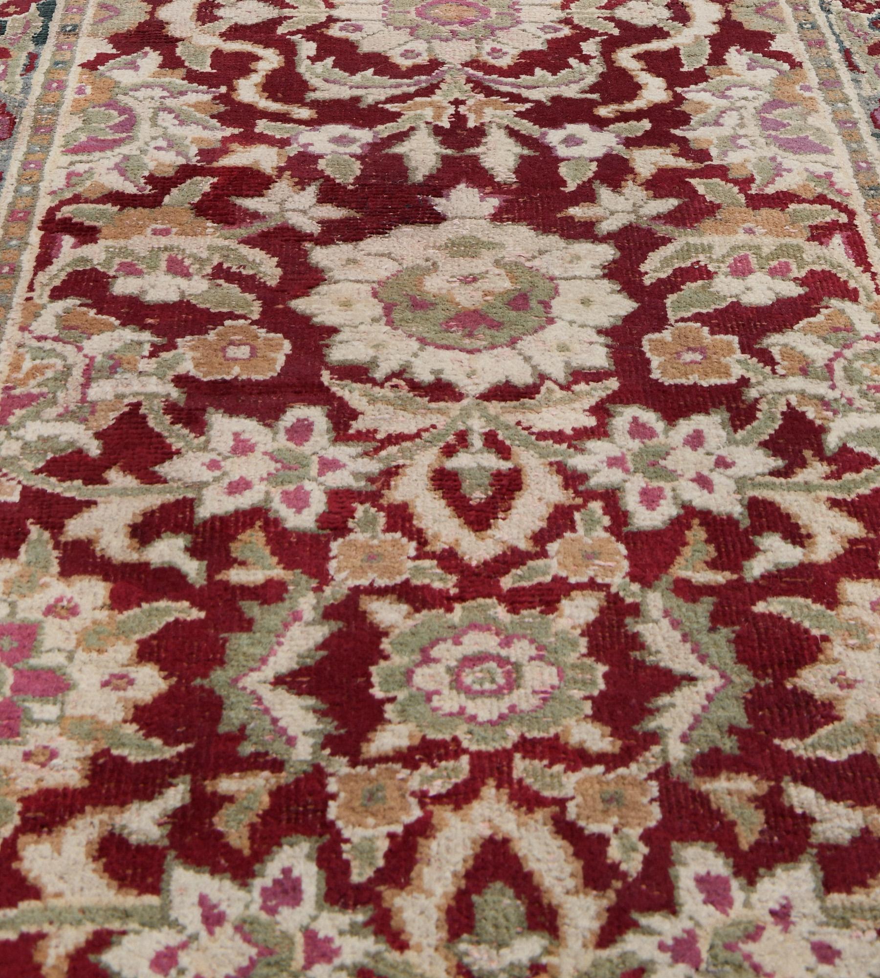 20th Century Antique Circa-1900 Floral Indian Agra Runner For Sale