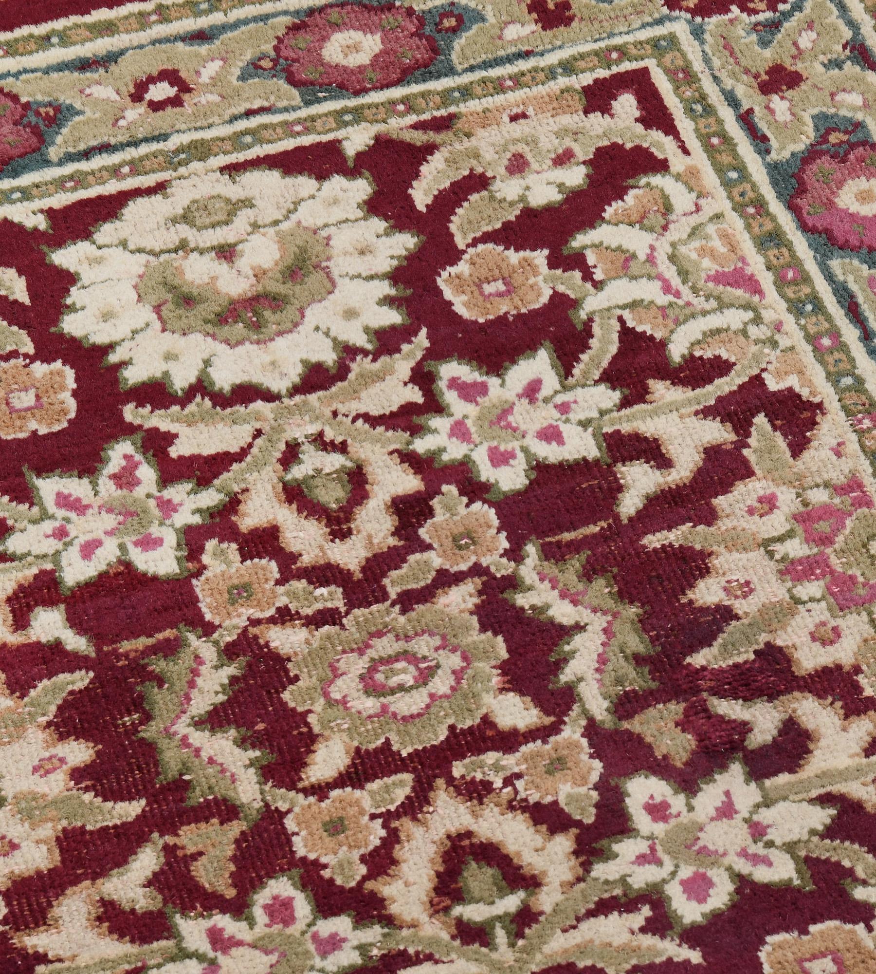 Antique Circa-1900 Floral Indian Agra Runner For Sale 1