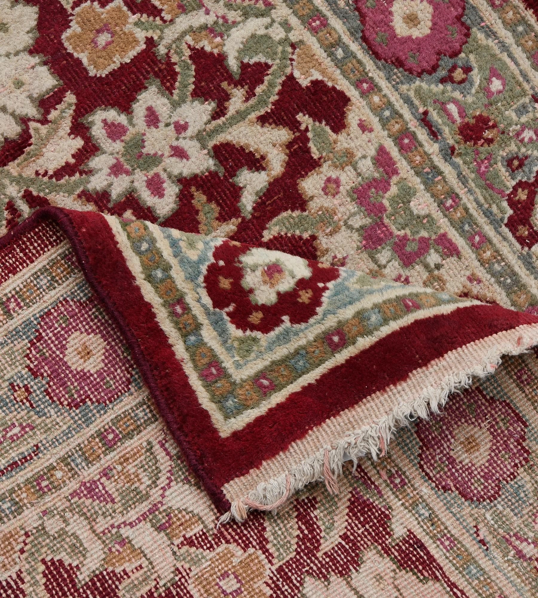 Antique Circa-1900 Floral Indian Agra Runner For Sale 2