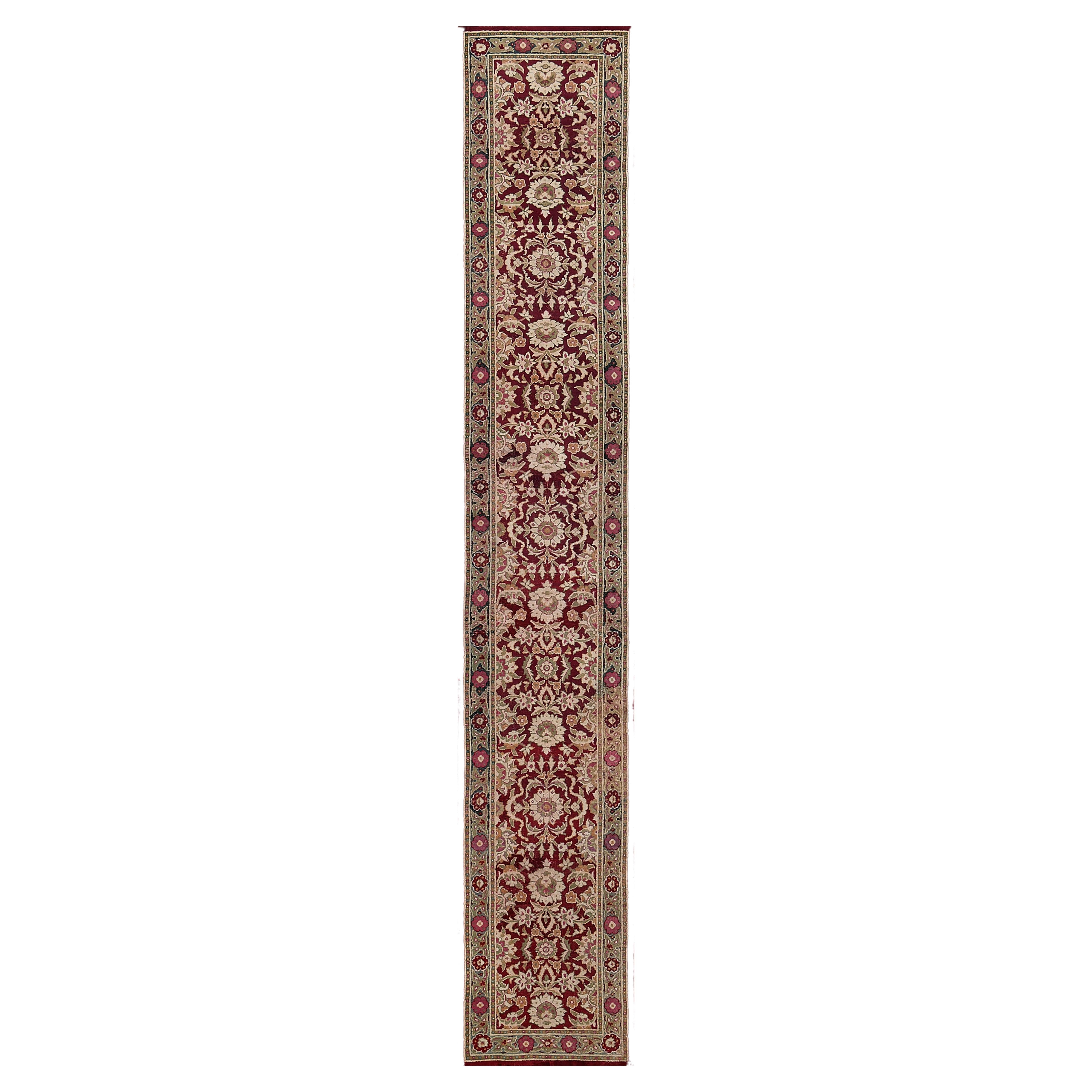 Antique Circa-1900 Floral Indian Agra Runner For Sale