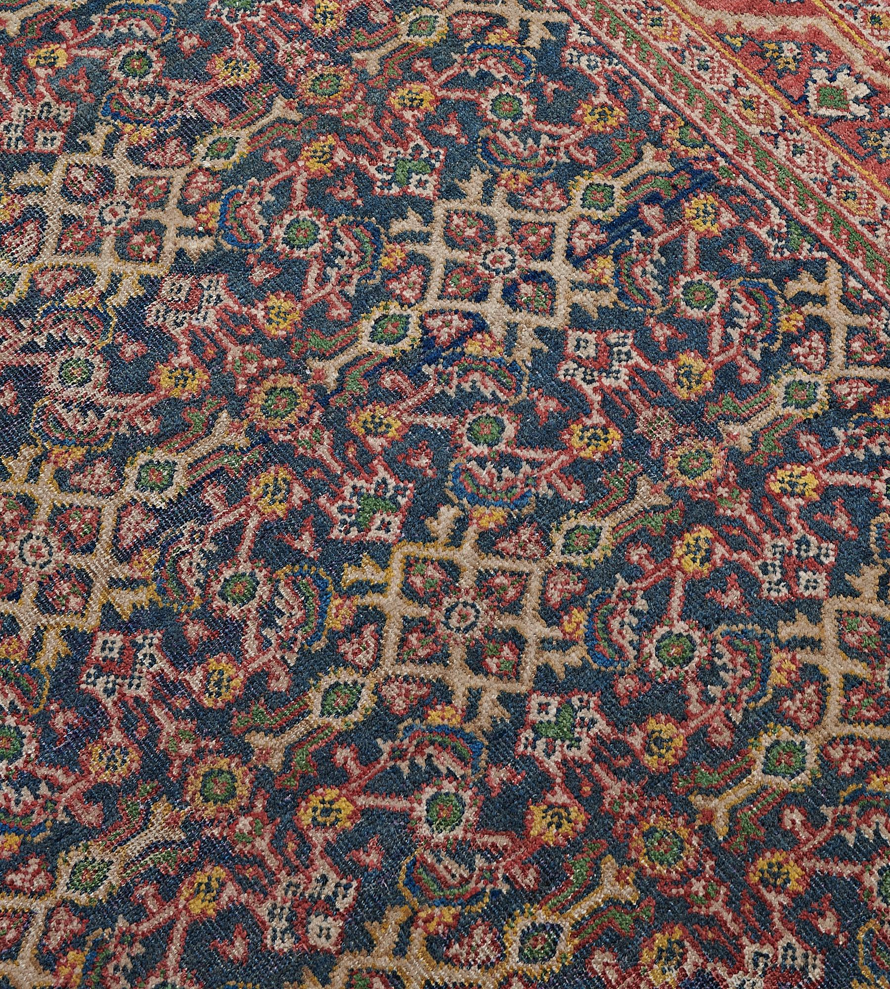 Wool Antique Circa-1900 Floral Persian Sultanabad Runner For Sale