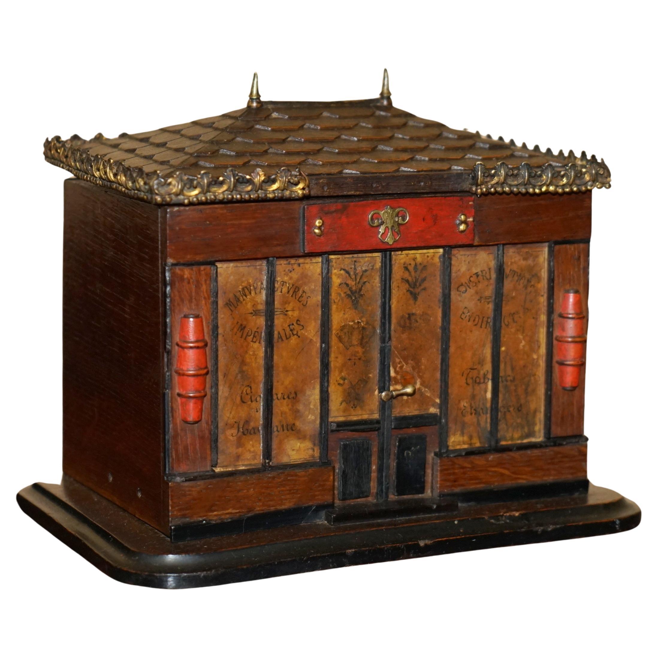 ANTIQUE CIRCA 1900 FRENCH CIGAR BOX MODELLED AS A PAGODA TOP CHiNESE SHOP For Sale
