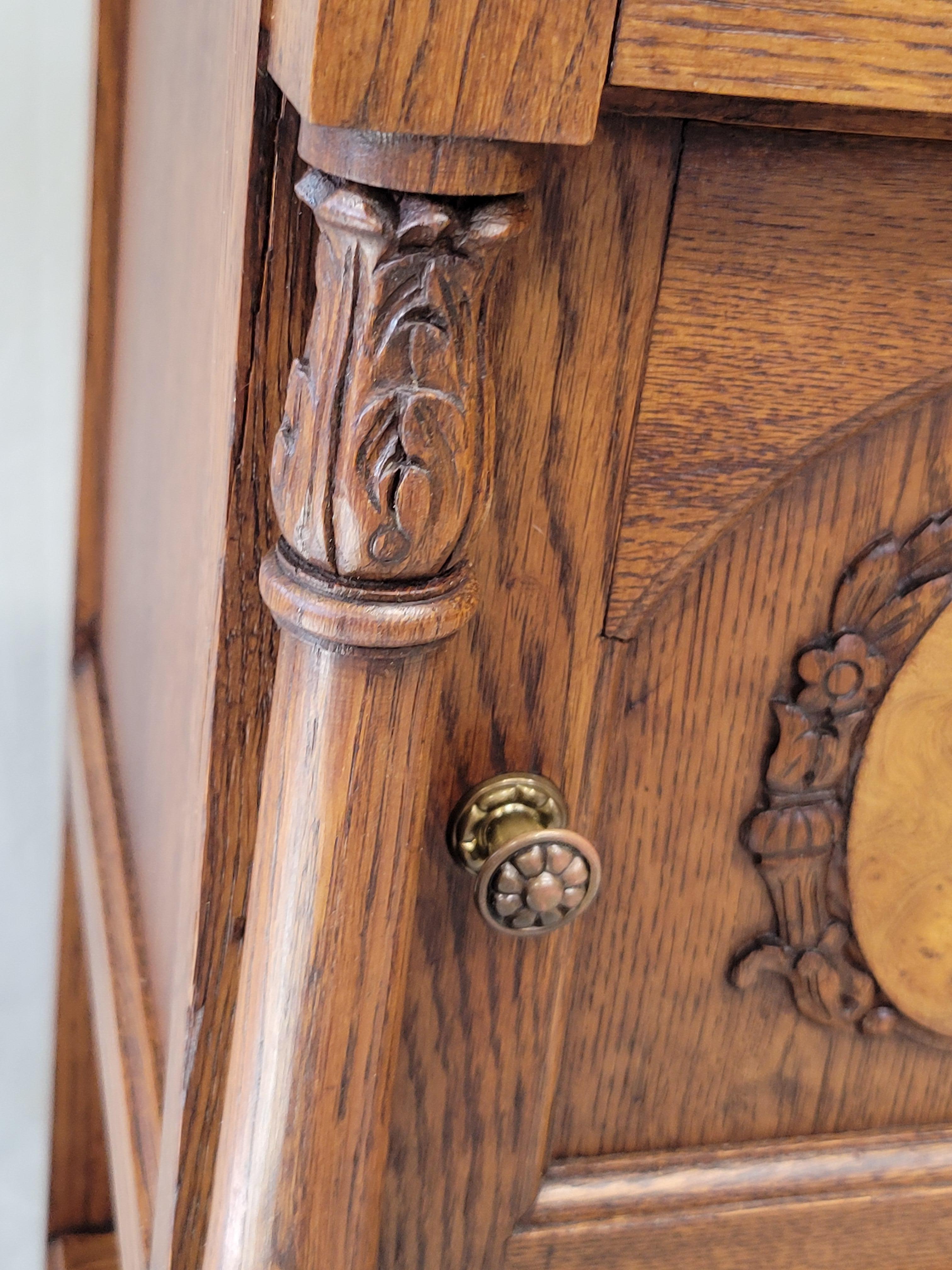 Antique Circa 1900 French Oak Pot Cupboards Nightstands With Carrera Marble Tops 3