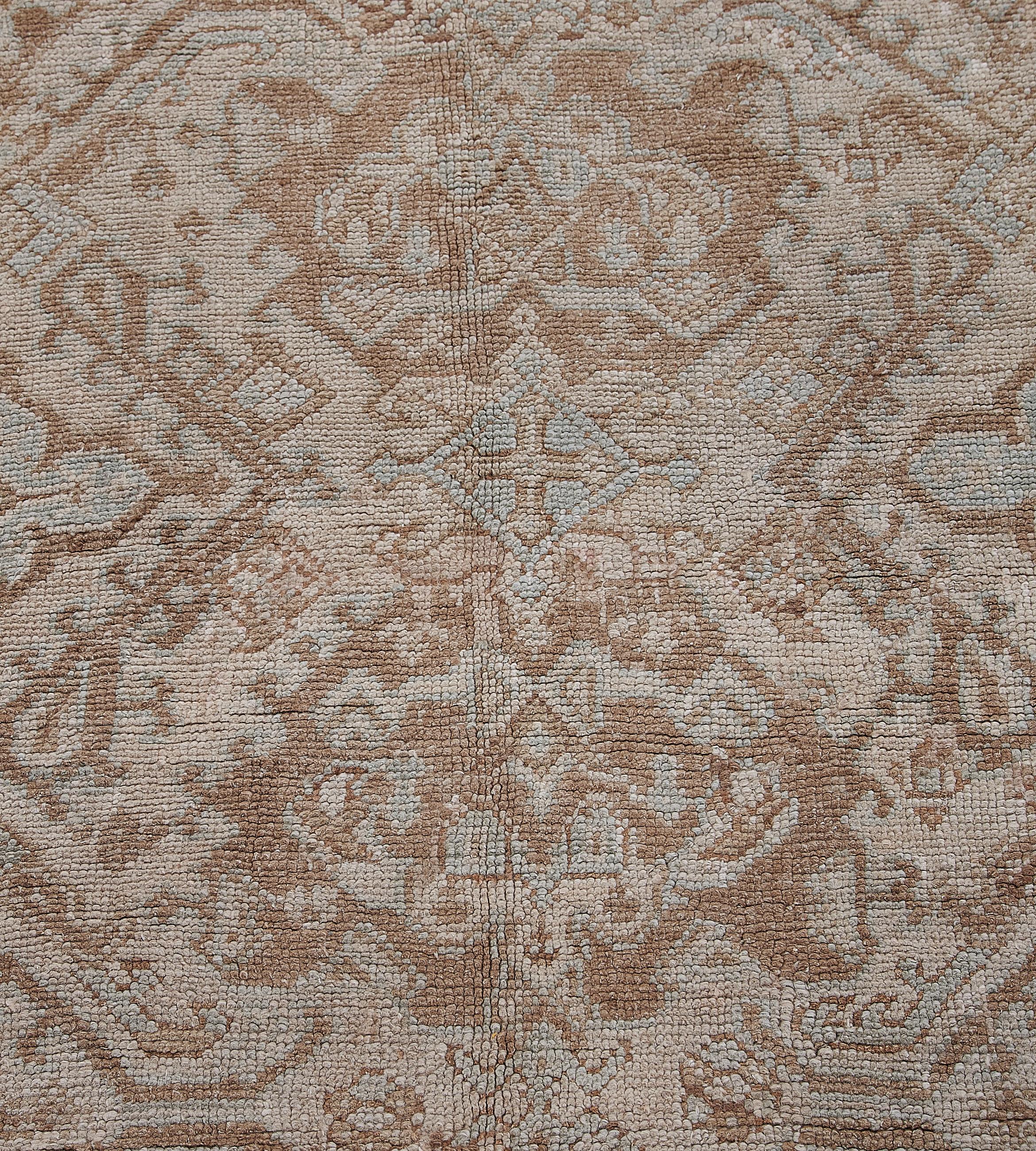 Hand-Knotted Antique Circa-1900 Hand-knotted Turkish Oushak Rug For Sale