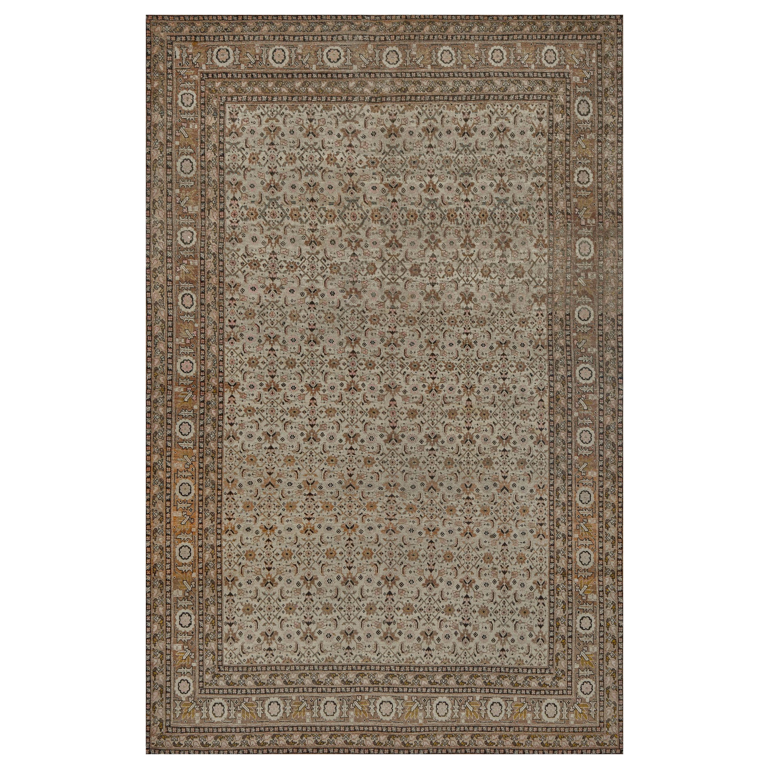 Antiker CIRCA-1900 Handgeknüpfter Wollteppich mit Herati-Muster Authentischer Persischer Täbriz-Teppich im Angebot