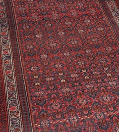 Antique Circa-1900 Handwoven Cherry-Red Floral Wool Persian Serab Runner