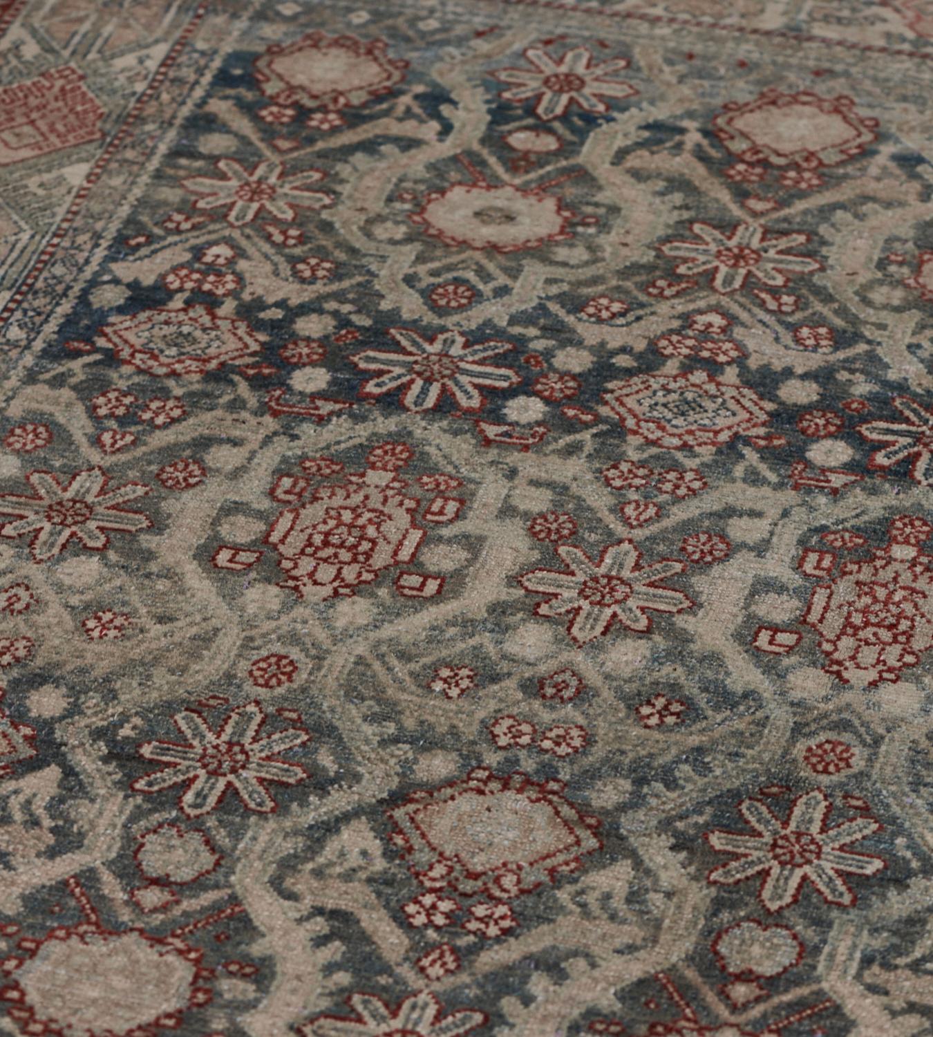 Wool Antique Circa 1900 Handwoven Persian Malayer Rug For Sale