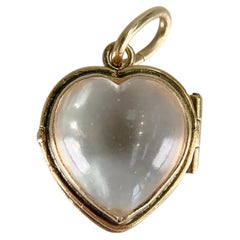 Antique Circa 1900 Heart Shaped Pools of Light Locket Pendant 14k Yellow Gold