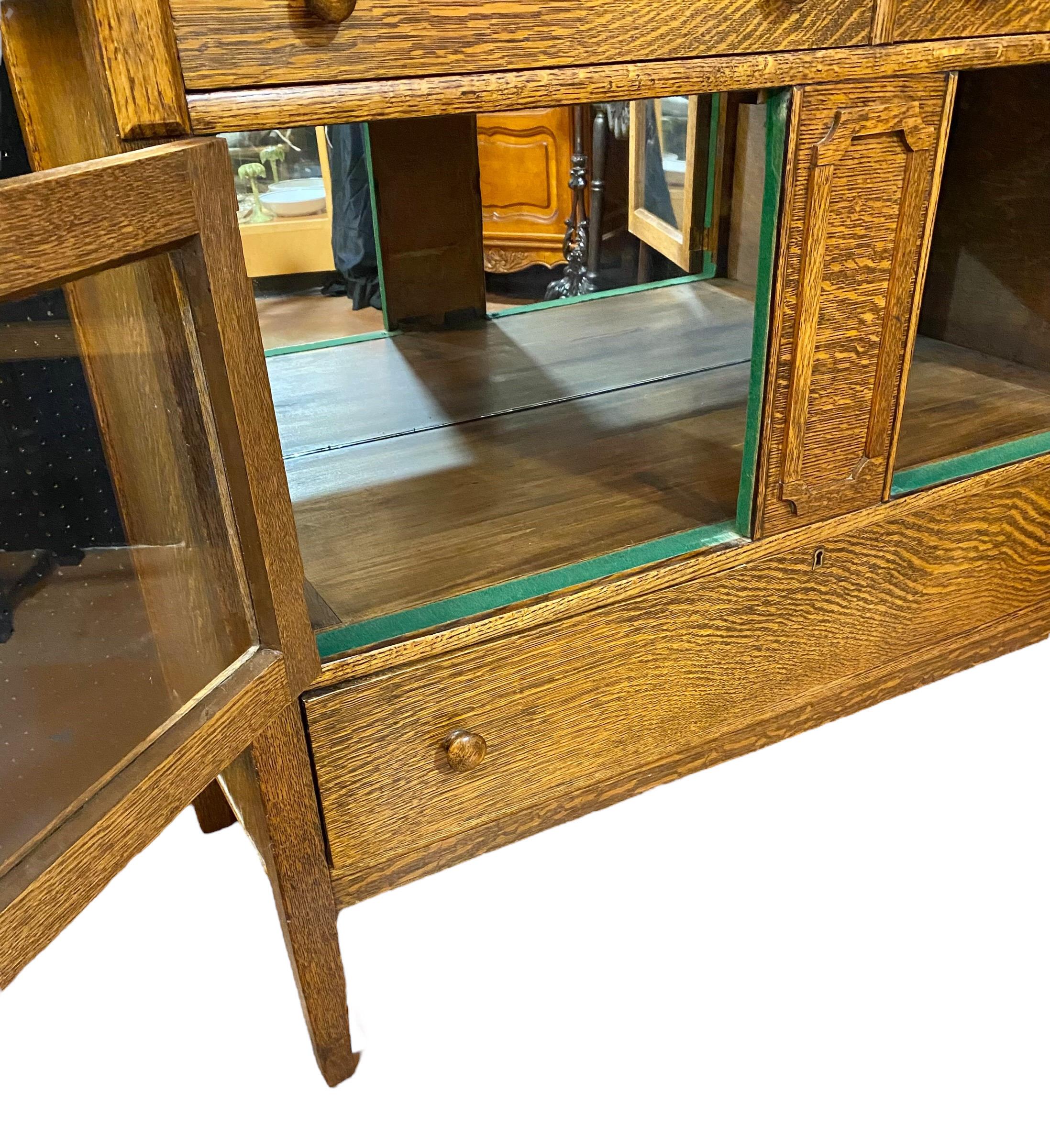 Antique circa 1900 Late Victorian Tiger Oak Empire Style Sideboard 4