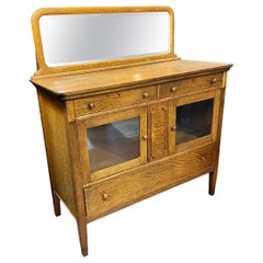 Antique circa 1900 Late Victorian Tiger Oak Empire Style Sideboard