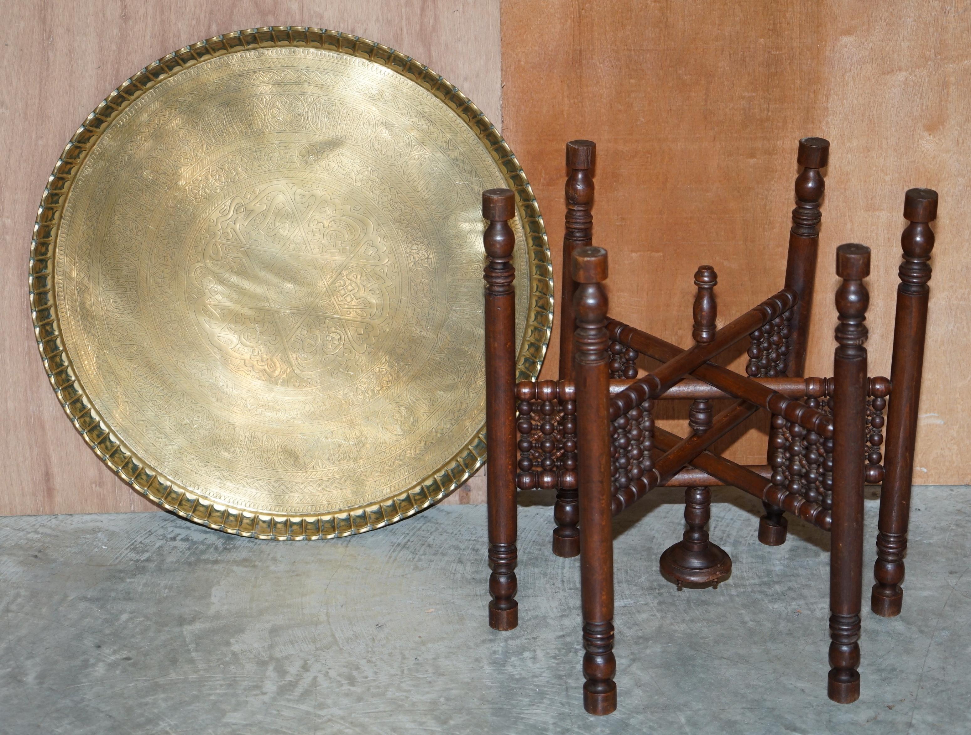 Antique circa 1900 Liberty's London Brass Topped Folding Occasional Tray Table 1