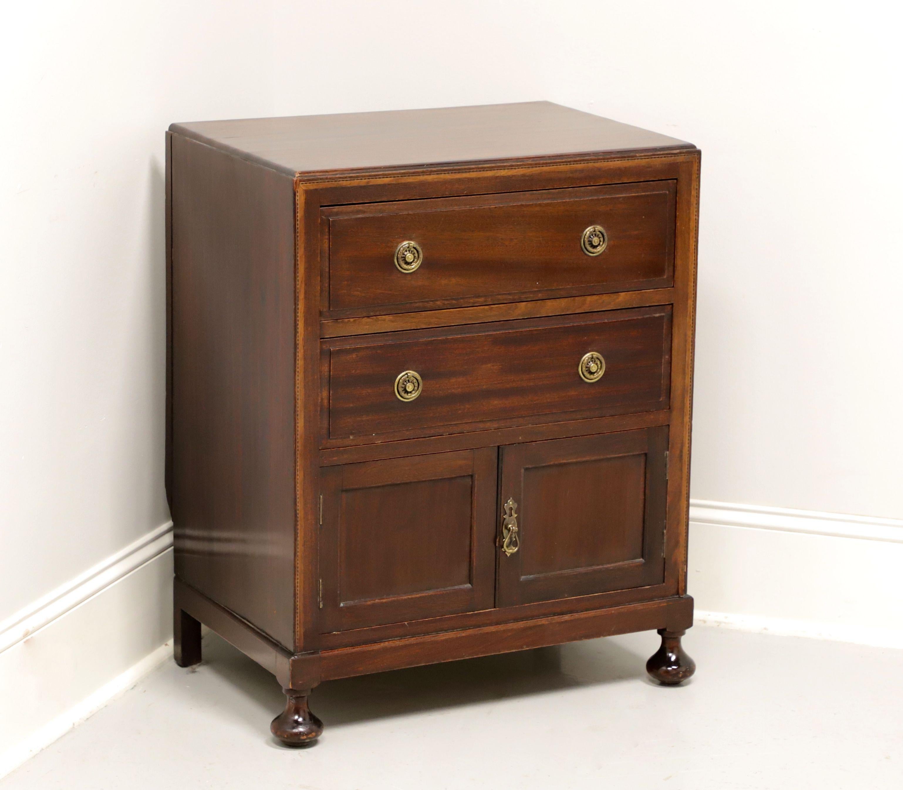 Antique Circa 1900 Mahogany Bedside Chest with Cabinet & Bun Feet 4