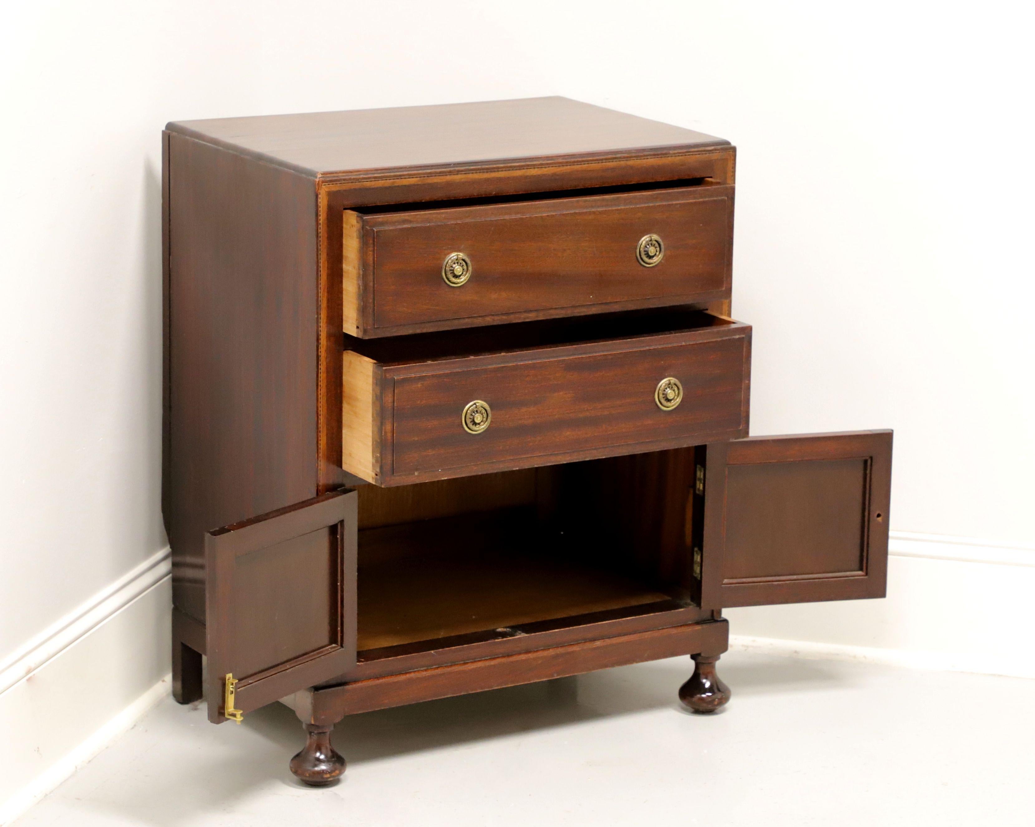 Antique Circa 1900 Mahogany Bedside Chest with Cabinet & Bun Feet In Good Condition In Charlotte, NC