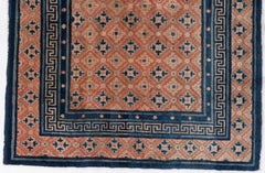 Antique Circa 1900 Orange Chinese Hand Knotted Rug