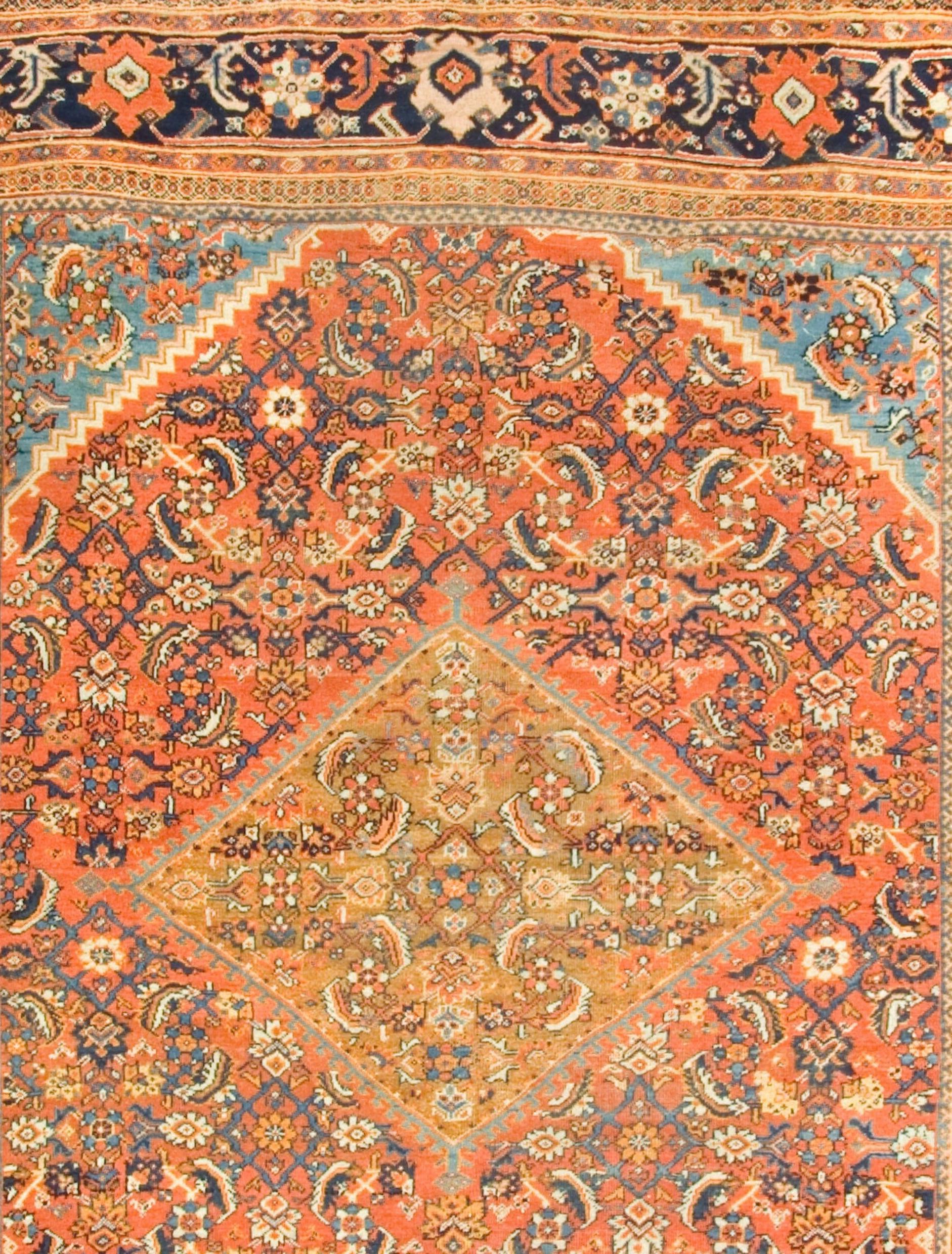 Lana Antico tappeto Sultanabad Rugs arancione del 1900, 9' x 11' in vendita