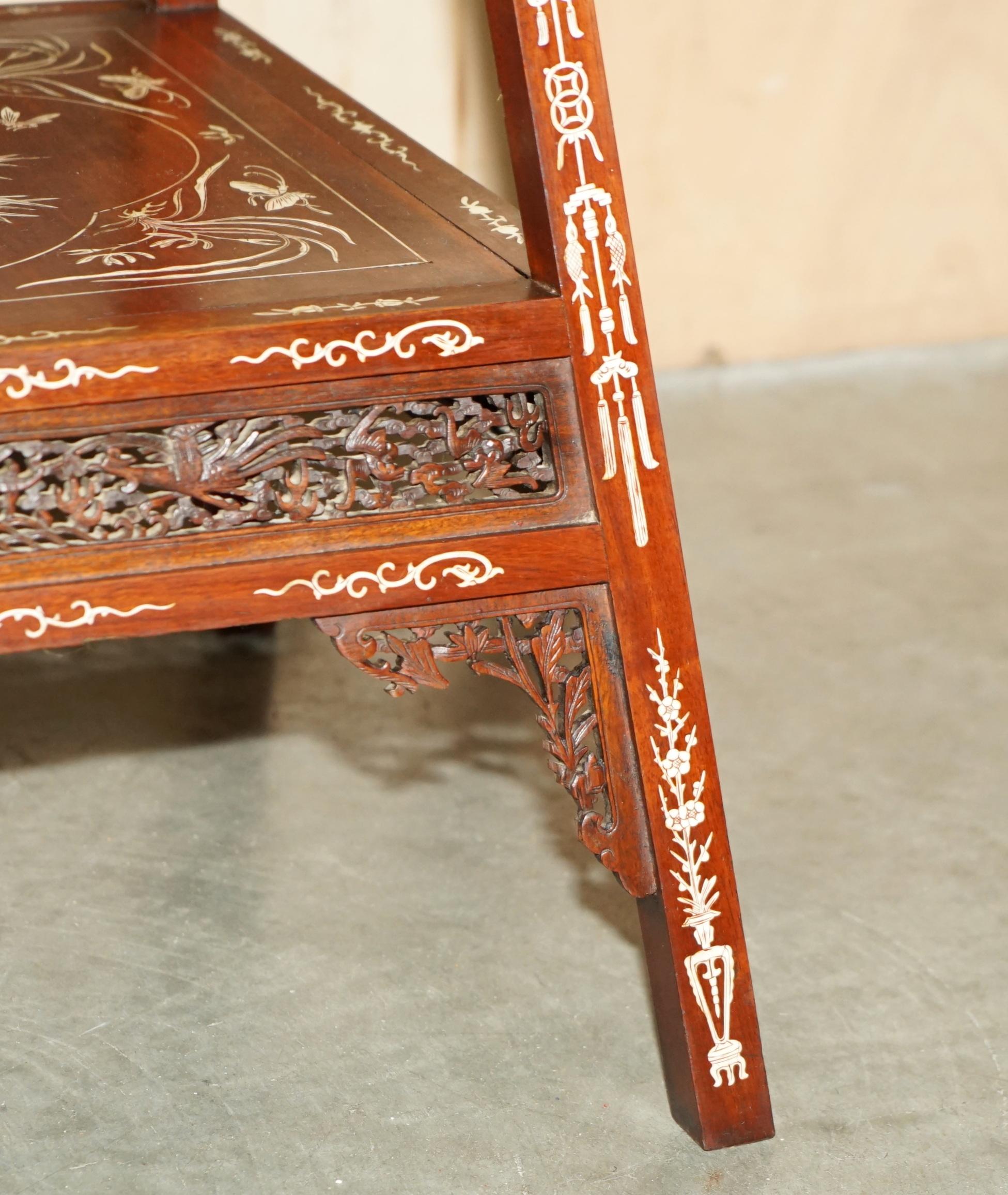 Early 20th Century ANTIQUE CIRCA 1900 ORNATELY CARVED AND HEAViLY INLAID CHINESE OCCASIONAL TABLE For Sale