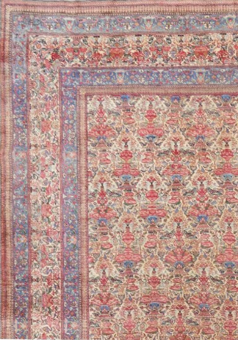 Tessuto a mano Tappeto antico CIRCA 1900 Oversize rosso persiano Tehran, 11'5 x 23'11 in vendita