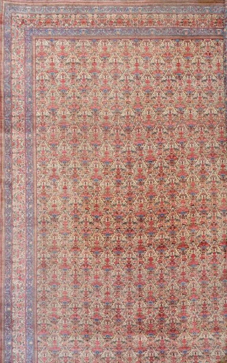 Tappeto antico CIRCA 1900 Oversize rosso persiano Tehran, 11'5 x 23'11 In condizioni buone in vendita a New York, NY