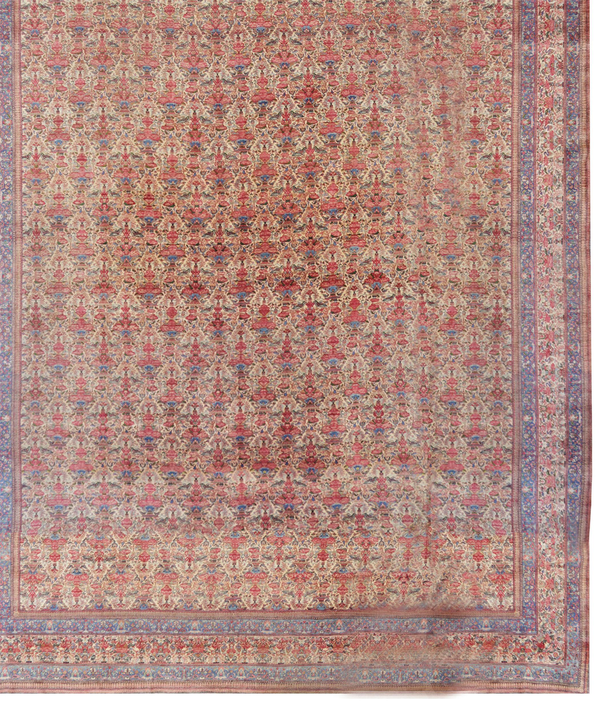 Antiker übergroßer roter persischer Teheran-Teppich aus der Zeit um 1900, 11'5 x 23'11 im Angebot 1