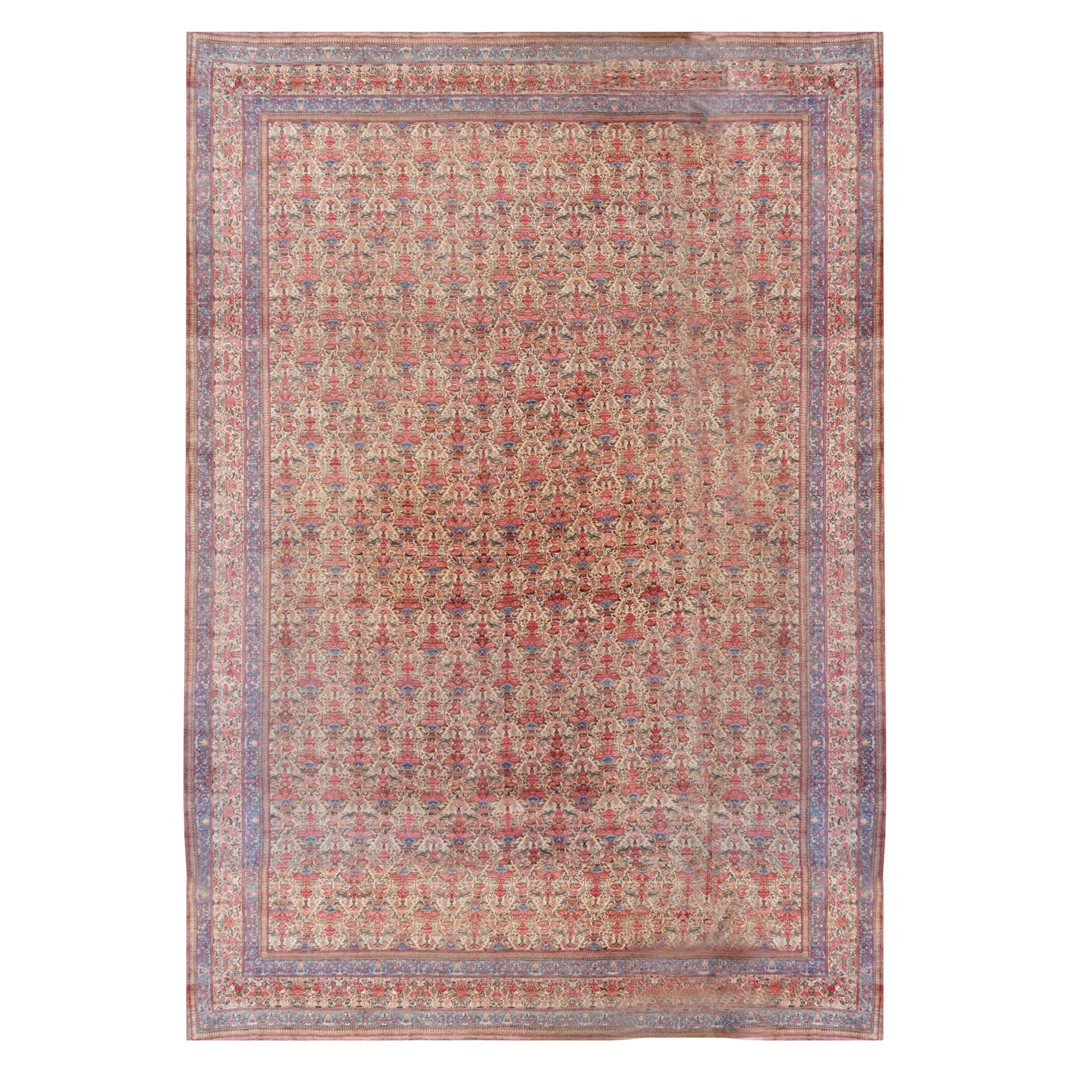 Tappeto antico CIRCA 1900 Oversize rosso persiano Tehran, 11'5 x 23'11 in vendita