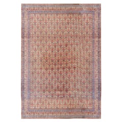 Alfombra Persa Teherán Roja Antigua Circa 1900 Sobredimensionada, 11'5 x 23'11