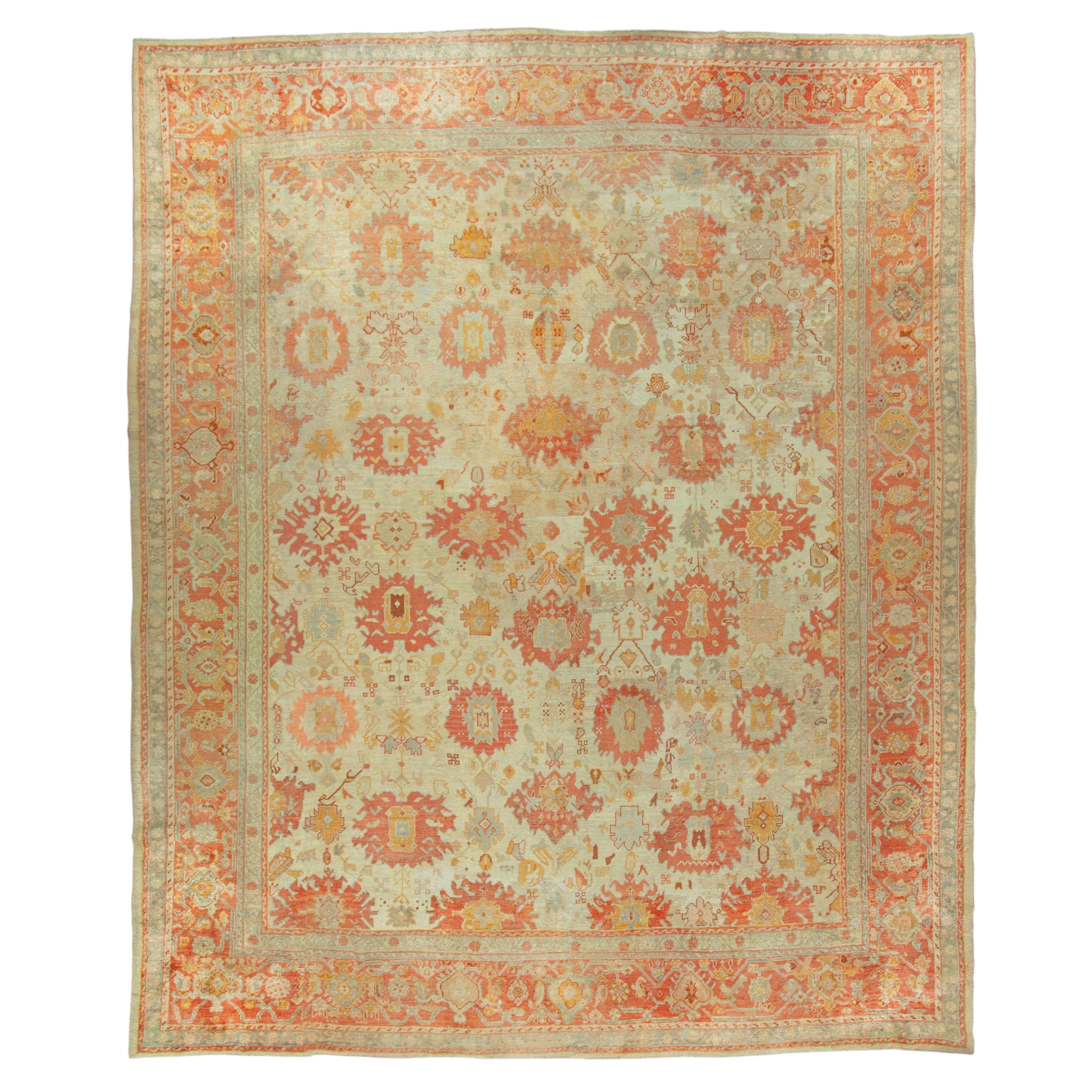Antique Circa 1900 Oversize Turkish Oushak Wool Hand Knotted Rug 13'7 x 17'