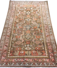 Antique Circa 1900 Persian Burnt Orange Malayer Wool Hand Knotted Rug 3'3 x 4'9