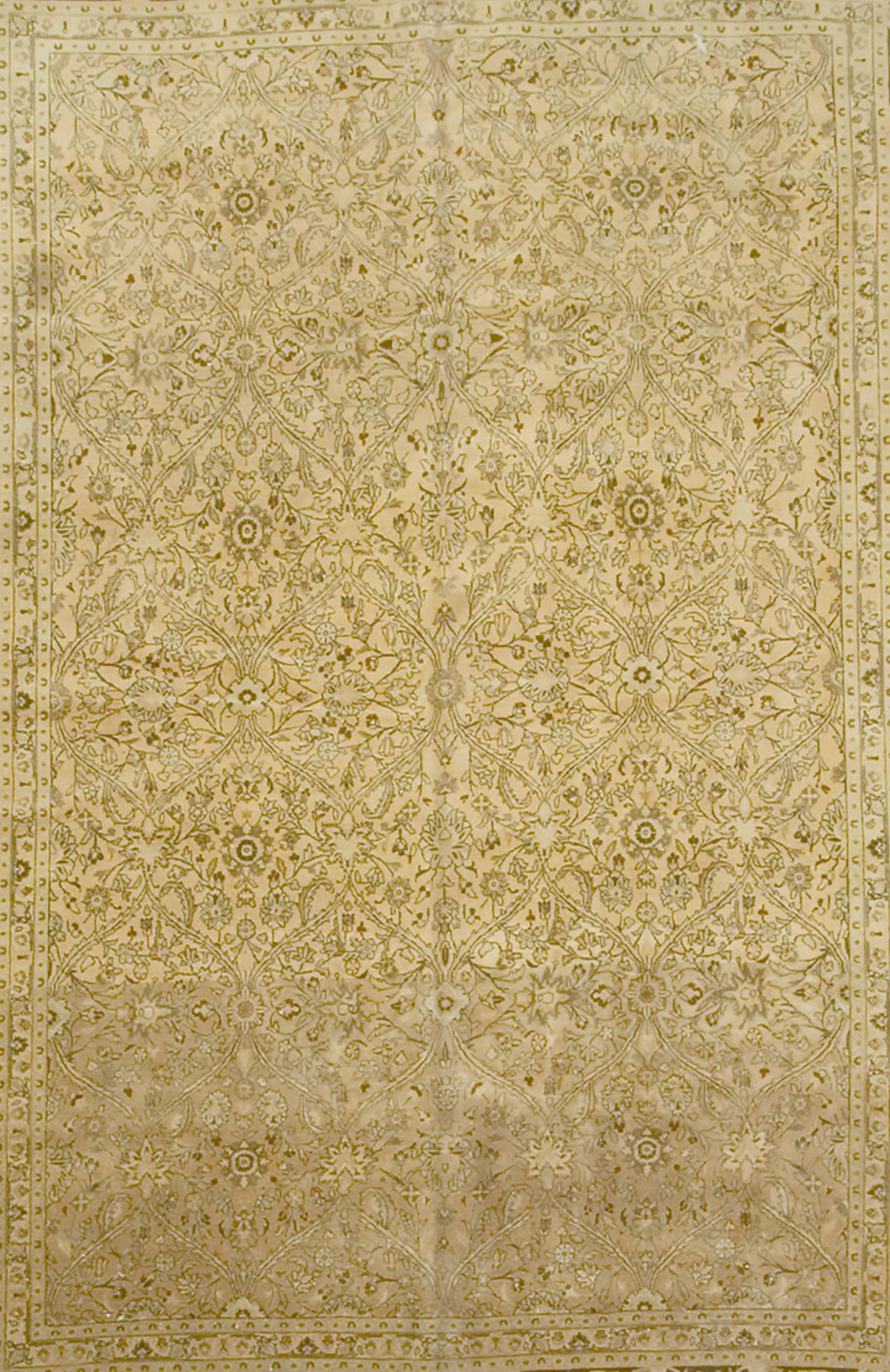 XIX secolo Antico tappeto persiano di lana Meshad annodato a mano, 9'7 x 13'2, risalente a circa il 1900 in vendita