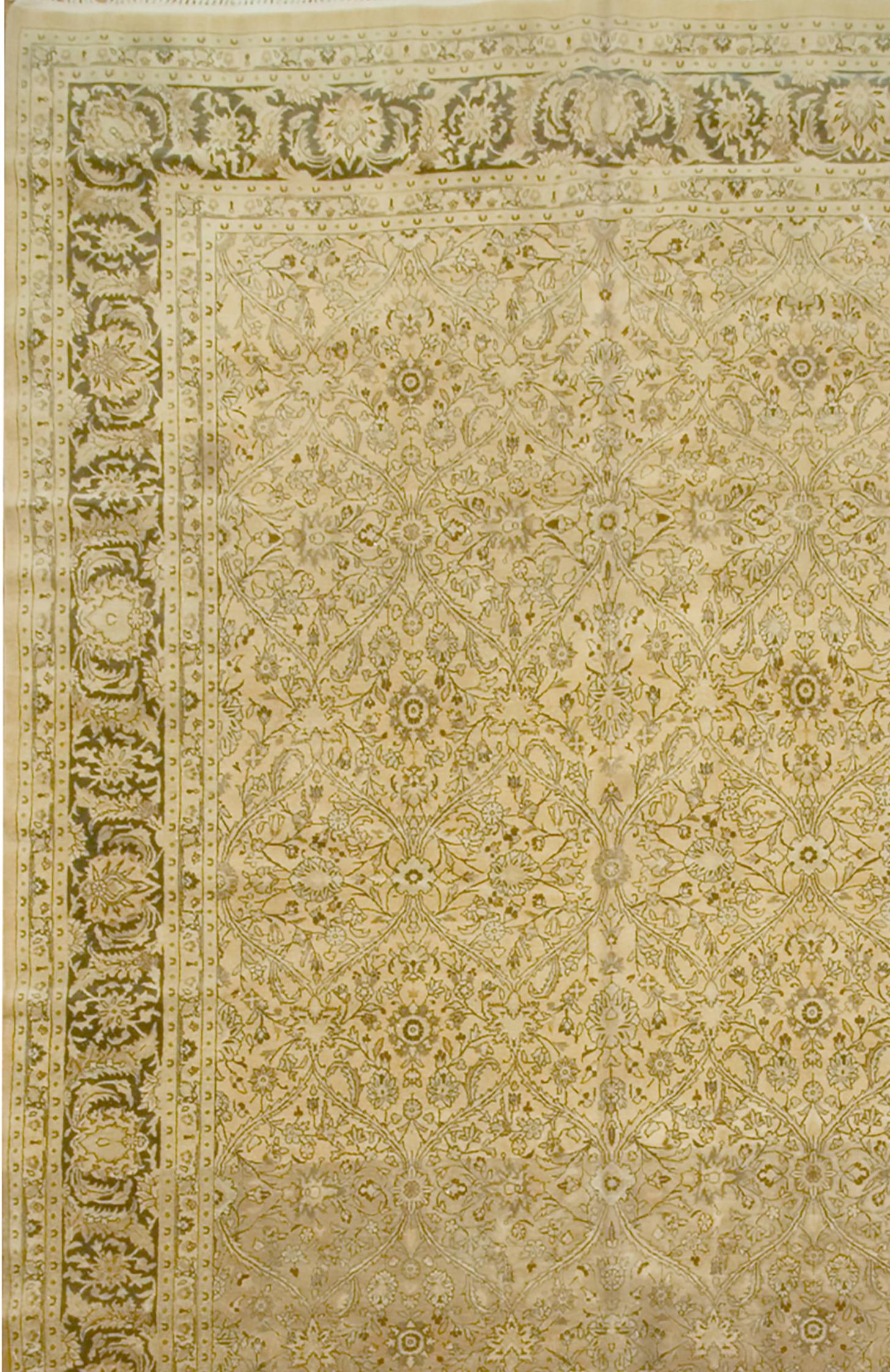 Lana Antico tappeto persiano di lana Meshad annodato a mano, 9'7 x 13'2, risalente a circa il 1900 in vendita