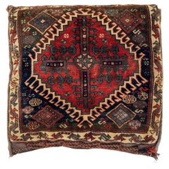 Antica borsa da sella persiana del 1900 circa trasformata in cuscino tribale