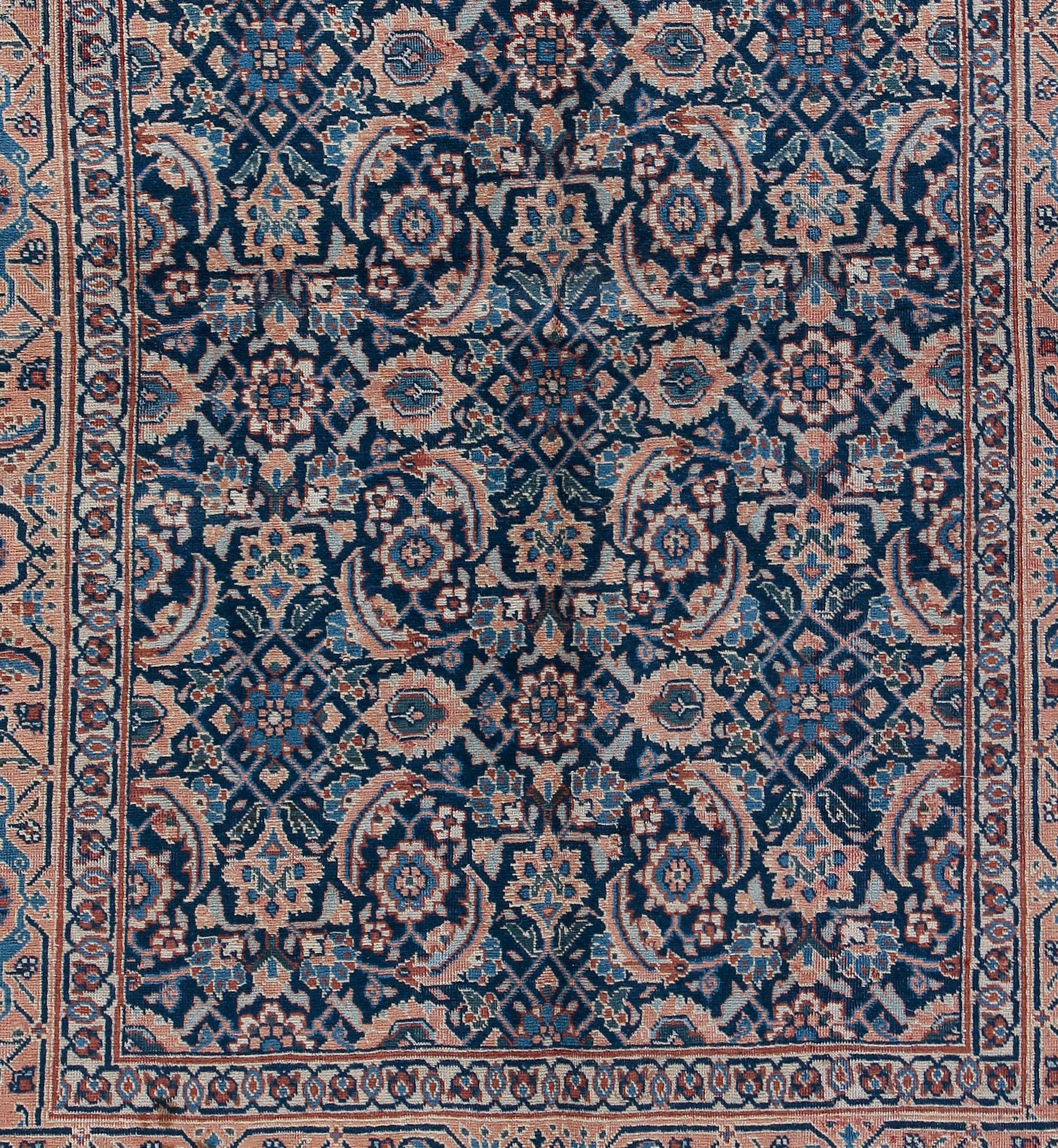 Antiker persischer Täbris-Woll- Scatter-Teppich, handgeknüpft, 4'7 x 6'7, um 1900 (19. Jahrhundert) im Angebot