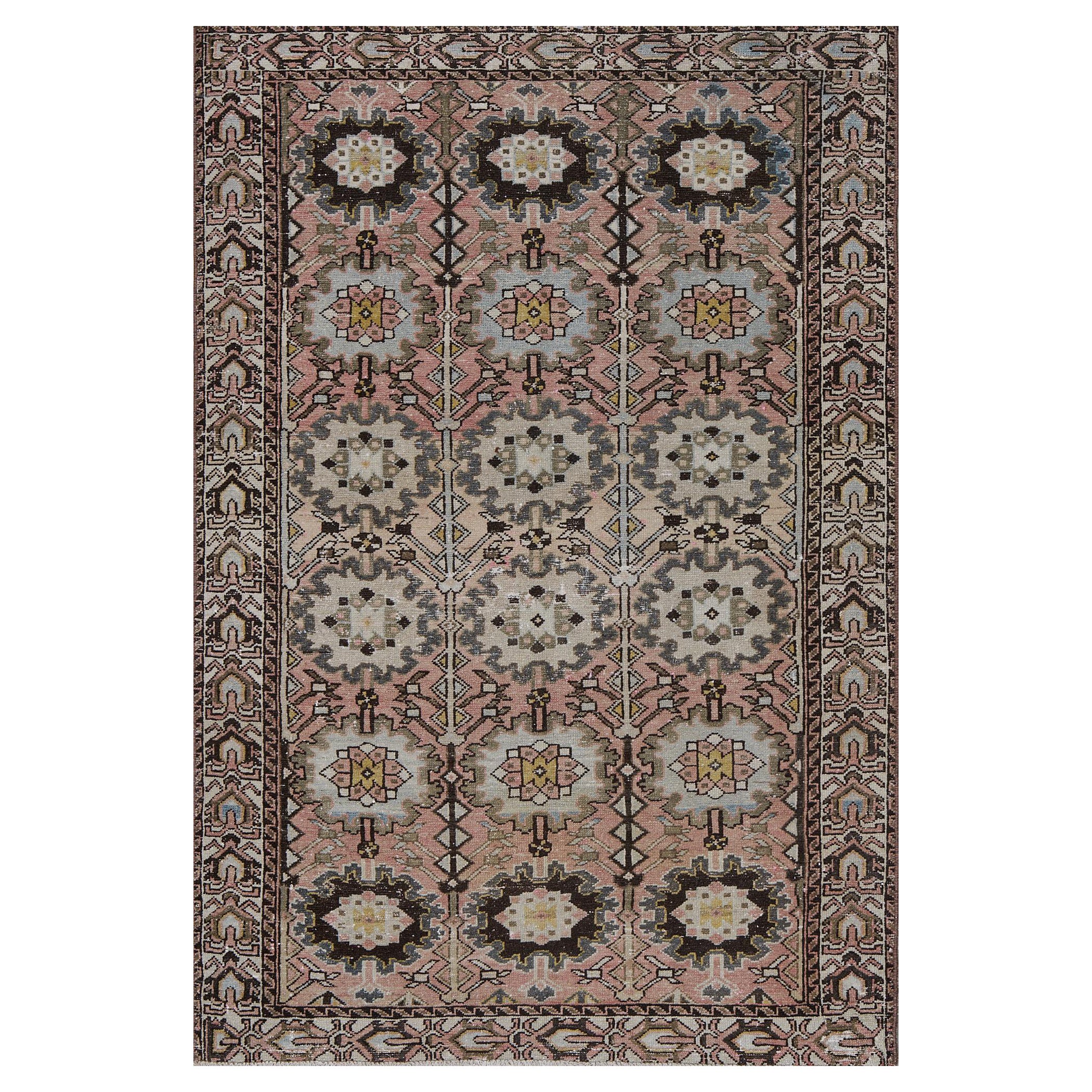 Antiquités Circa-1900 Tapis persan en laine rose Malayer