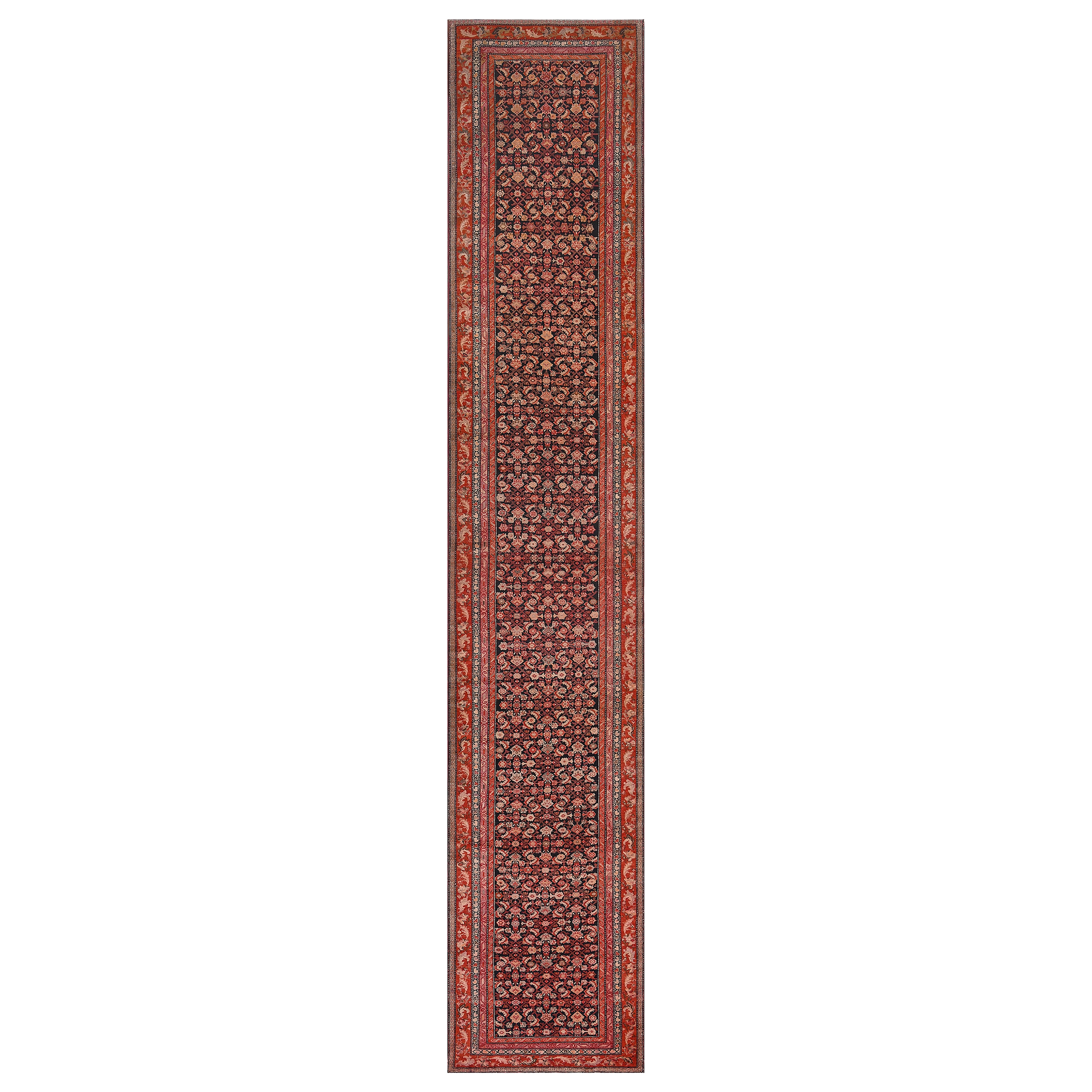Chemin de table antique Circa-1900 rouge et noir à motifs floraux du Karabagh en vente