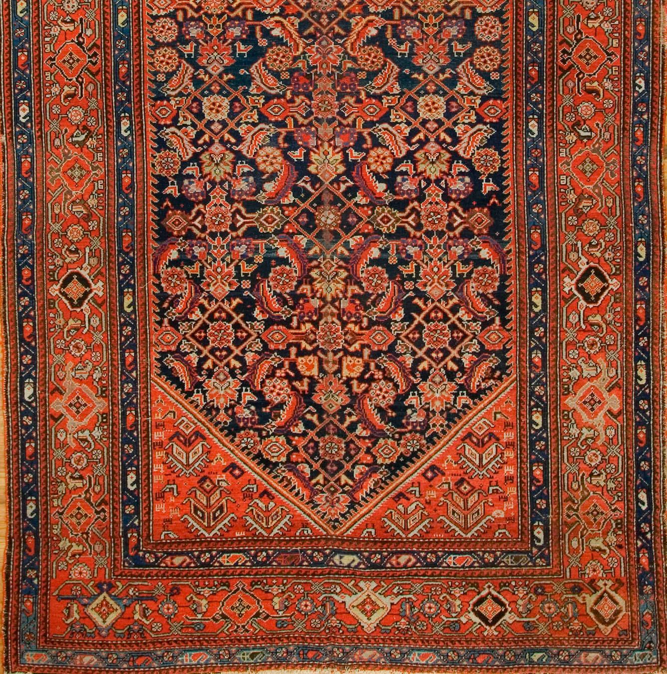 Tappeto antico circa 1900 Red Malayer Gallery-Size Runner, 6' x 12'10 in vendita 1