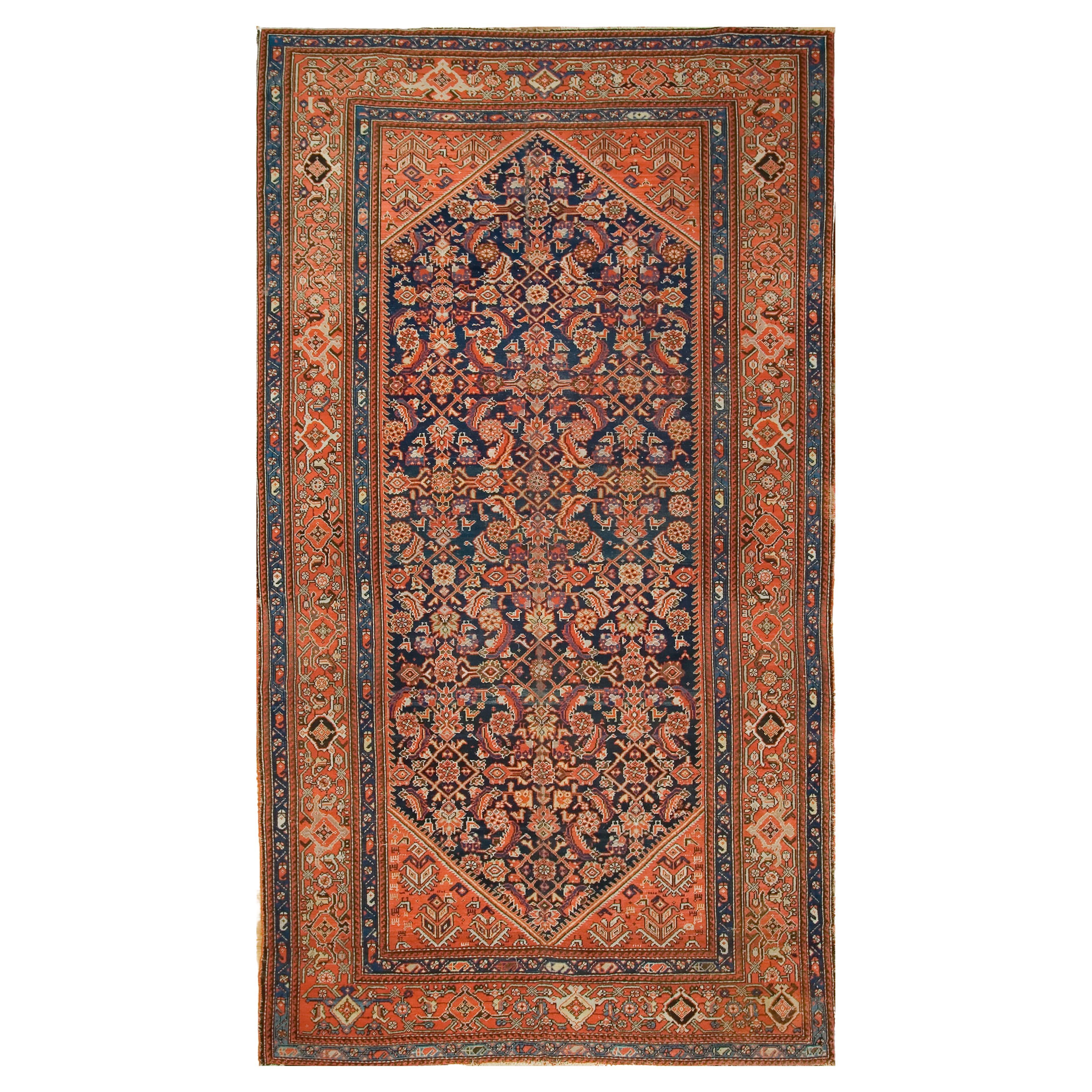 Tappeto antico circa 1900 Red Malayer Gallery-Size Runner, 6' x 12'10 in vendita
