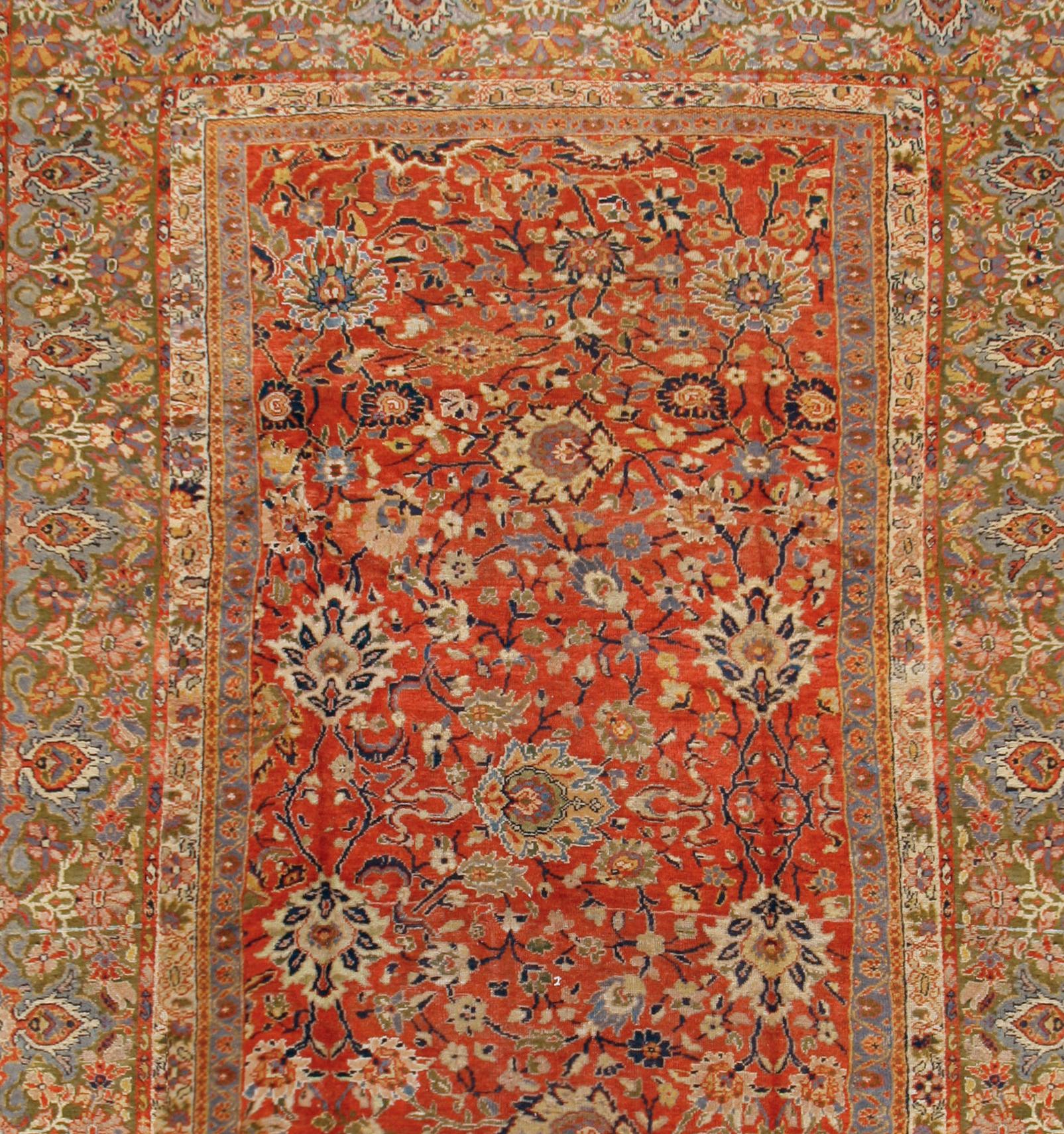 Sultanabad Tappeto Ziegler antico CIRCA 1900, rosso persiano, 9'2 x 13'5 in vendita