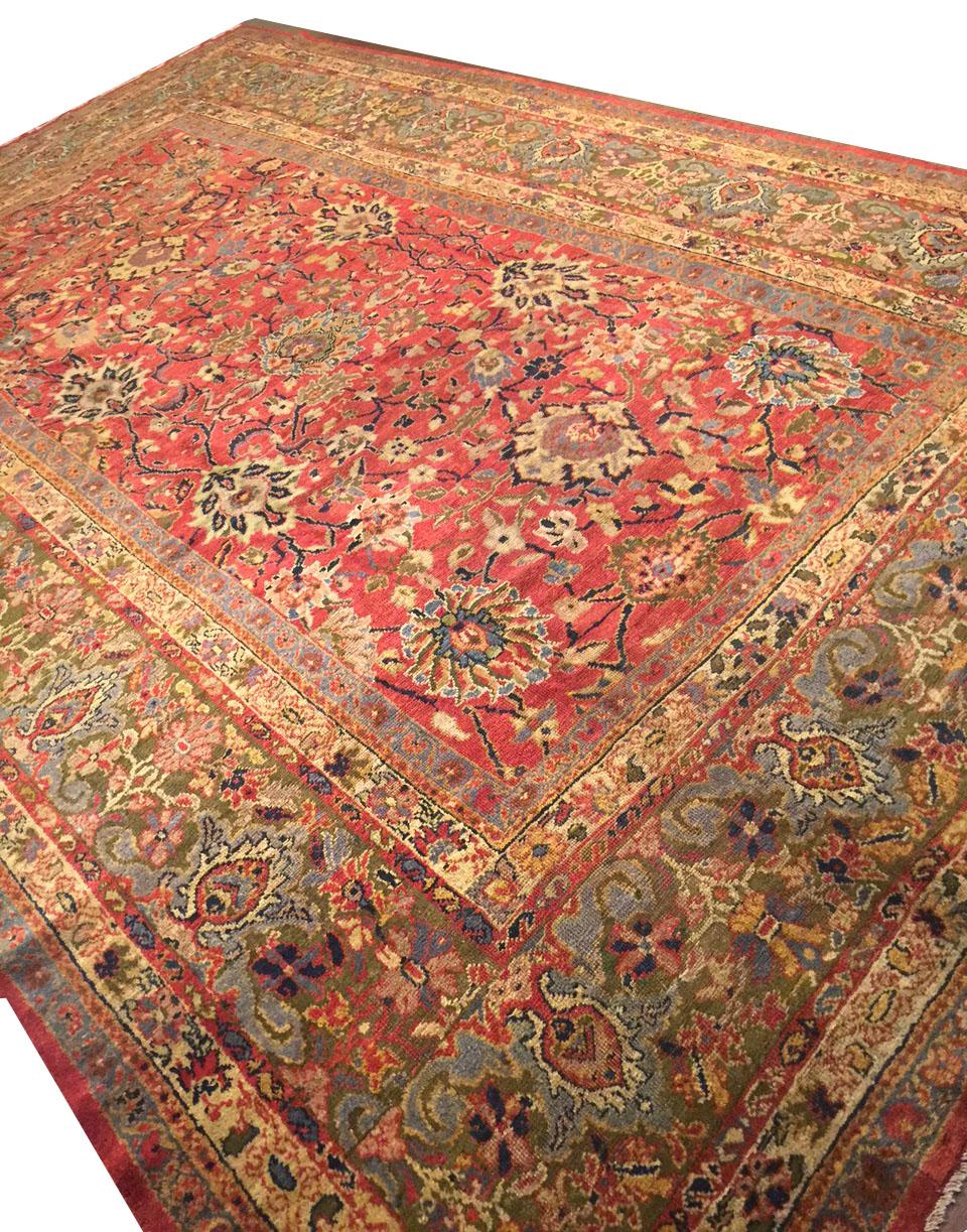 Tappeto Ziegler antico CIRCA 1900, rosso persiano, 9'2 x 13'5 In condizioni buone in vendita a New York, NY