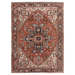 Antique Circa 1900 Red Serapi Heriz Rug 9'7 X 12'6