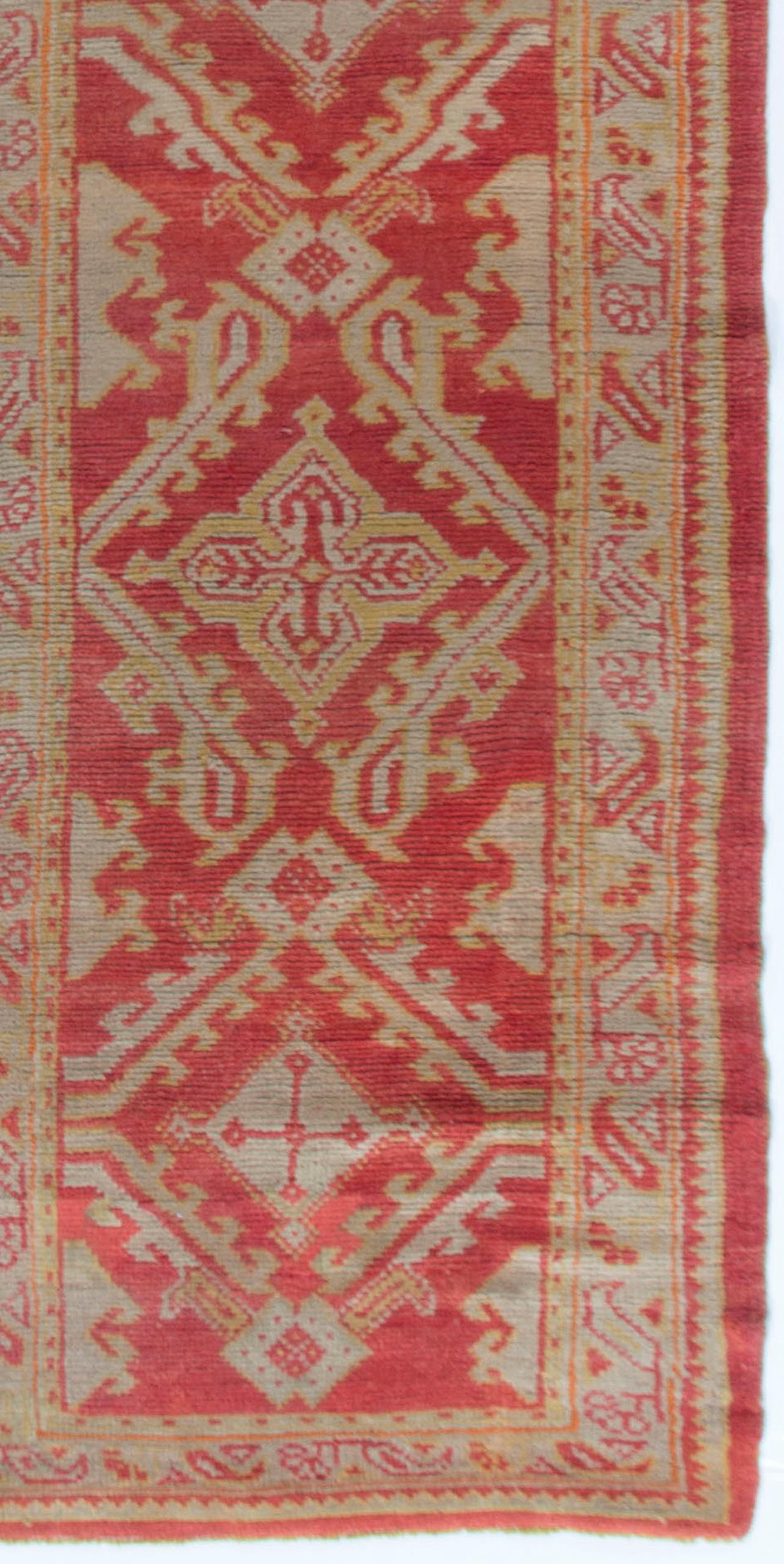 Antike CIRCA 1900 Rot Türkisch Oushak Läufer, 2'11 x 12' (Handgewebt) im Angebot